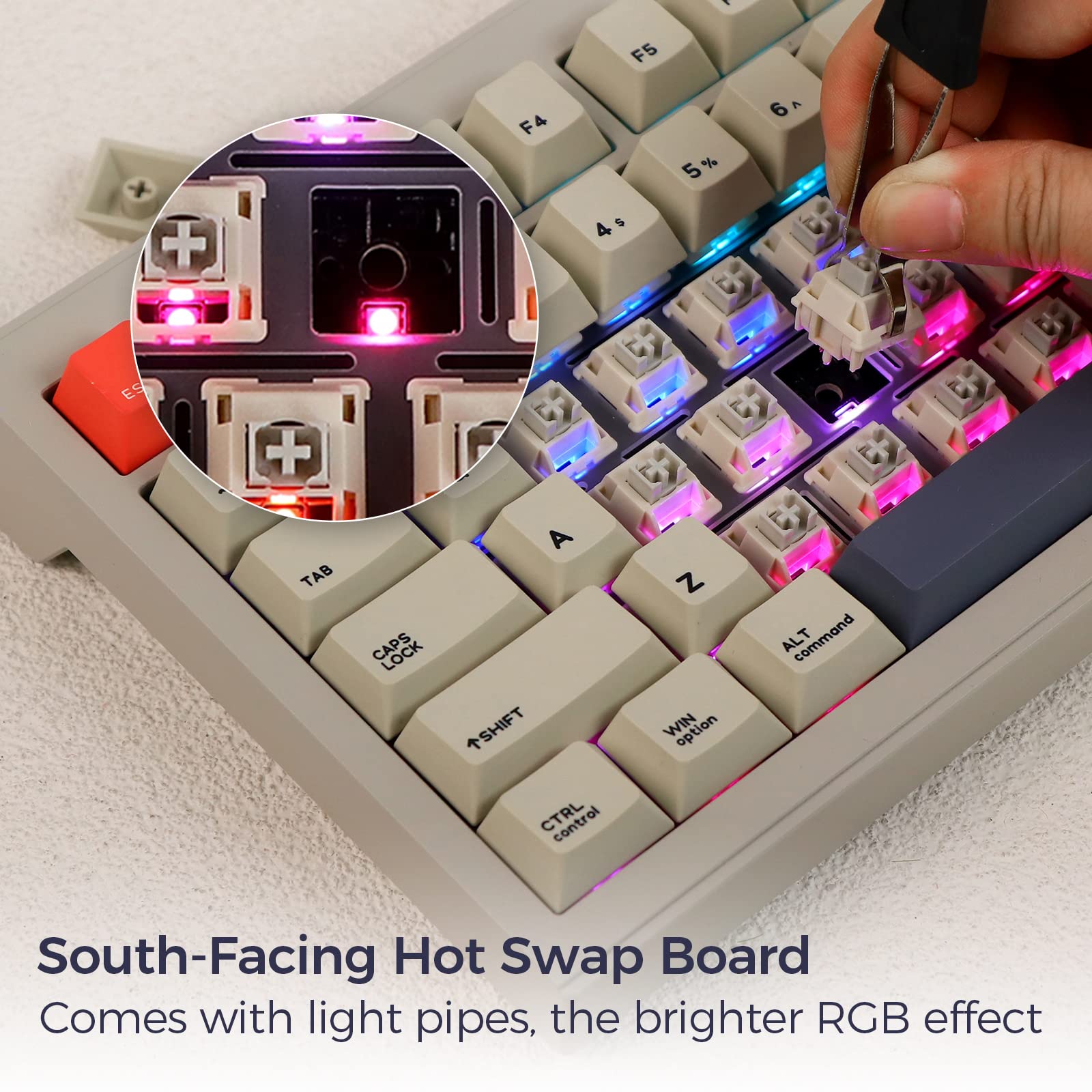 EPOMAKER CIDOO V87 75% Hot-Swappable Mechanical Keyboard with Mint Linear Switches - Compact RGB Backlit Wired Gaming Keyboard for PC, Mac, Typing & Office Work