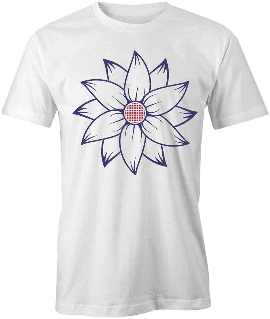 Red and Blue Sunflower Printed T-Shirt for Women & Men | Soft Cotton Graphic Tee | Casual Wear, Summer Outfits, Street Style
