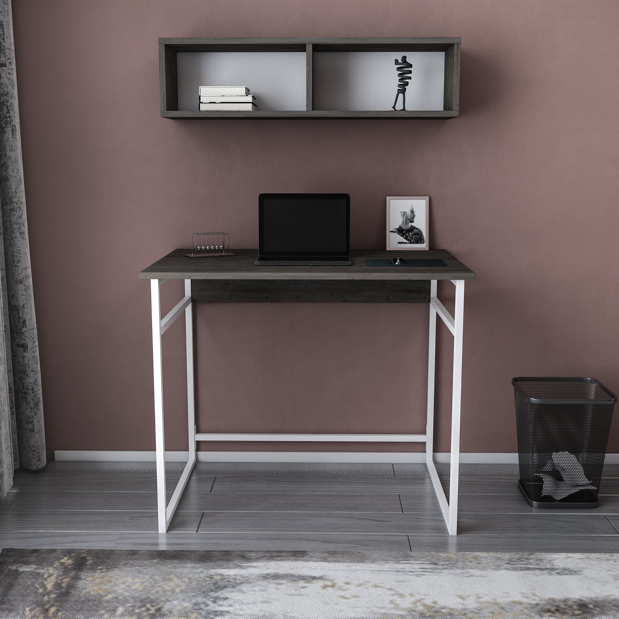 Hussum Desk - Modern Writing Desk for Home Office, Study & Workspace - Ergonomic Design with Storage Drawers - Perfect for Remote Work & Small Spaces