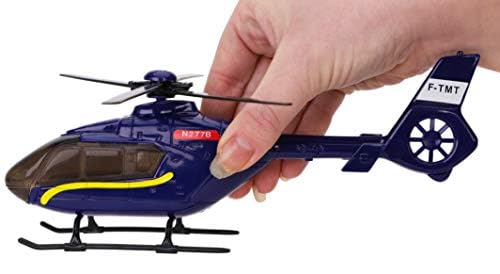 Toyland® Scania Flatbed Hauler with Helicopter - 1:48 Scale Diecast Model Truck Toy - Free Rolling Wheels - Transport Vehicle Collectible - Gift for Boys & Collectors (White Truck/Blue Helicopter) - Perfect for Playtime, Display & Pretend Transport Adventures