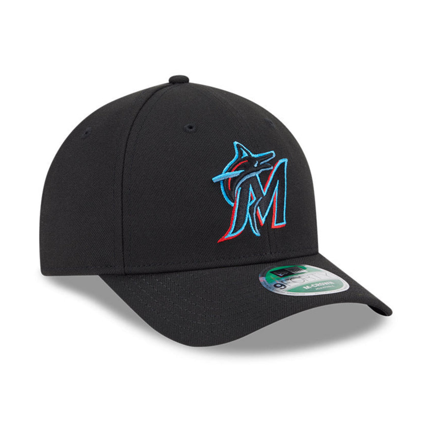 New Era 9Forty Miami Marlins Snapback Baseball Cap - Adjustable Black Game Hat for Men & Women | Perfect for Baseball Games, Sports Events & Casual Wear