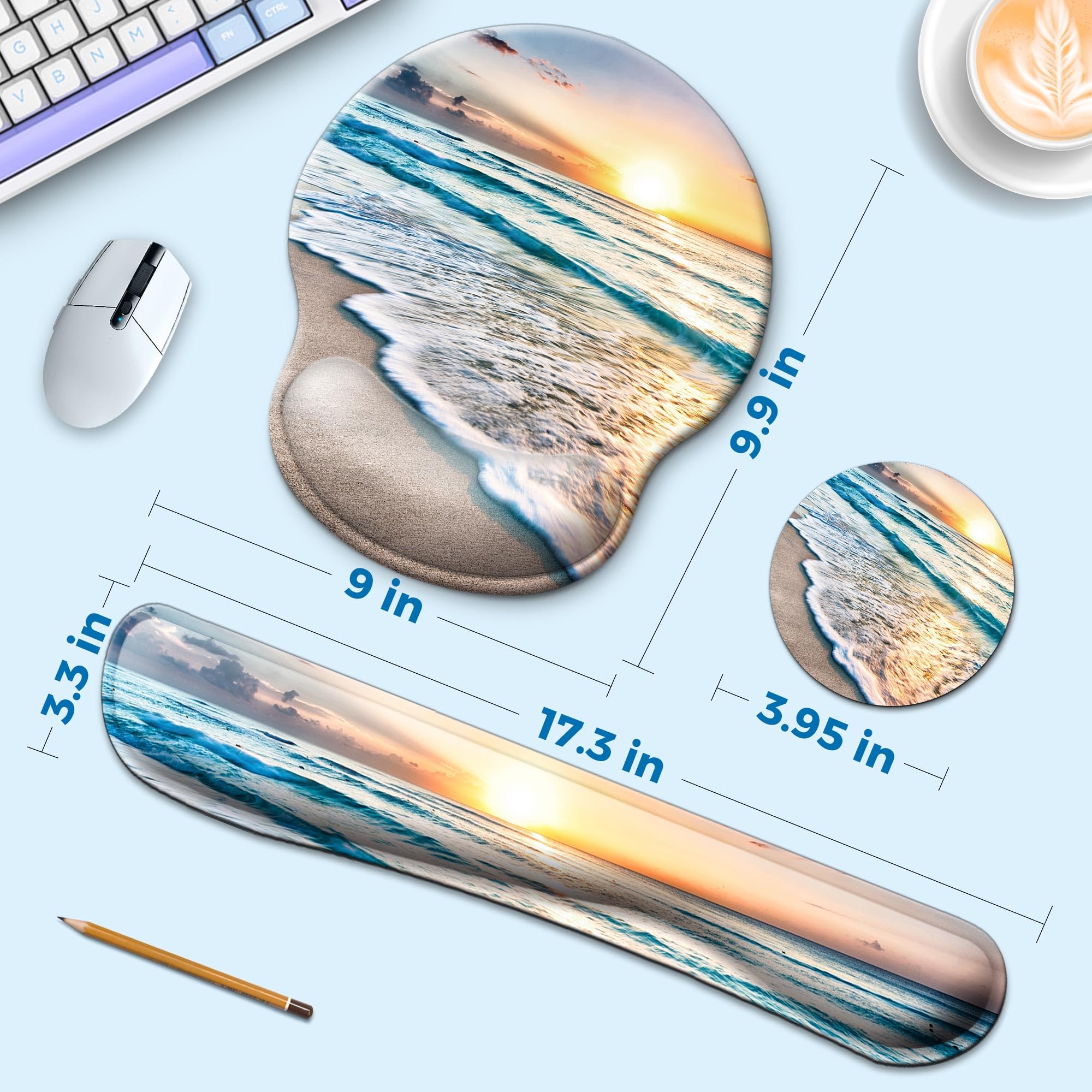 Ergonomic Mouse Pad & Wrist Rest - Non-Slip PU Base for Gaming & Office Use