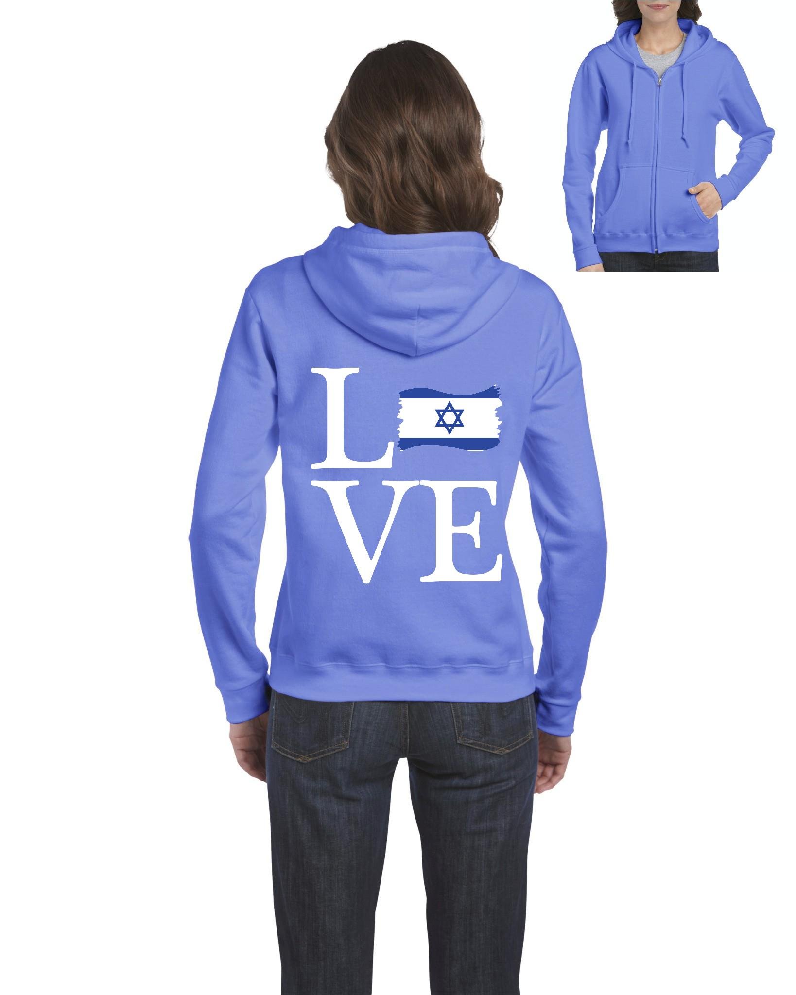 Love Israel Flag Zip Up Sweater for Women - Traveler's Gift & Casual Wear - Perfect for Travel, Gifting, and Everyday Fashion