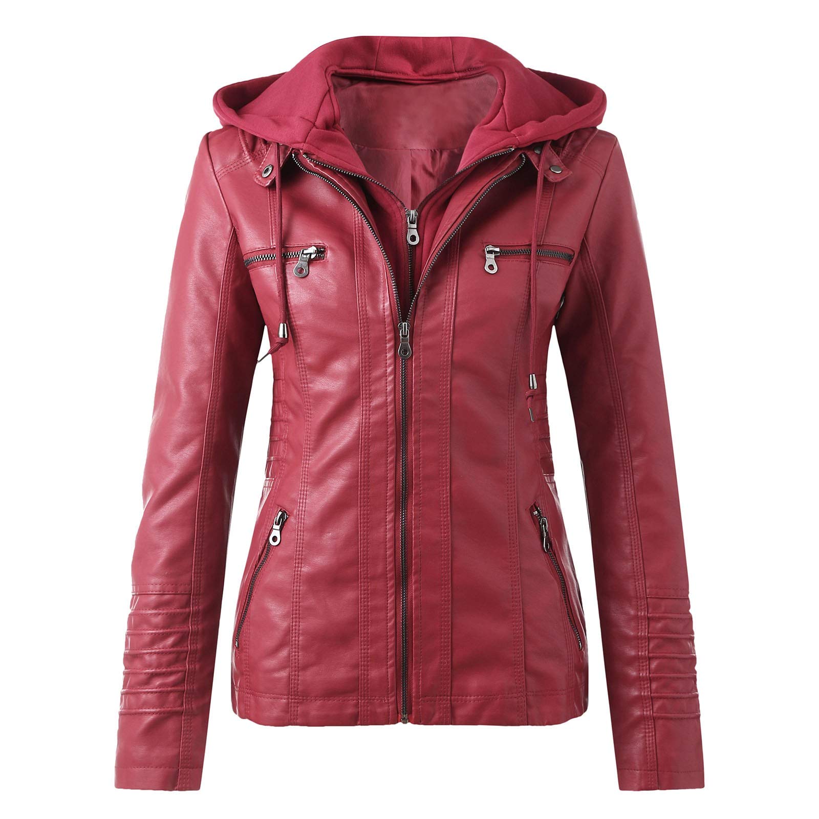 Genuine Leather Jacket for Women with Belt & Detachable Collar - Slim Fit Zip-Up Motorcycle Coat Winter Warm Outerwear - Plus Size Biker Style Jacket for Casual Wear, Riding & Night Out - Perfect for Motorcycle Enthusiasts & Fashion Lovers - Ideal for Daily Commute, Date Night & Outdoor Adventures