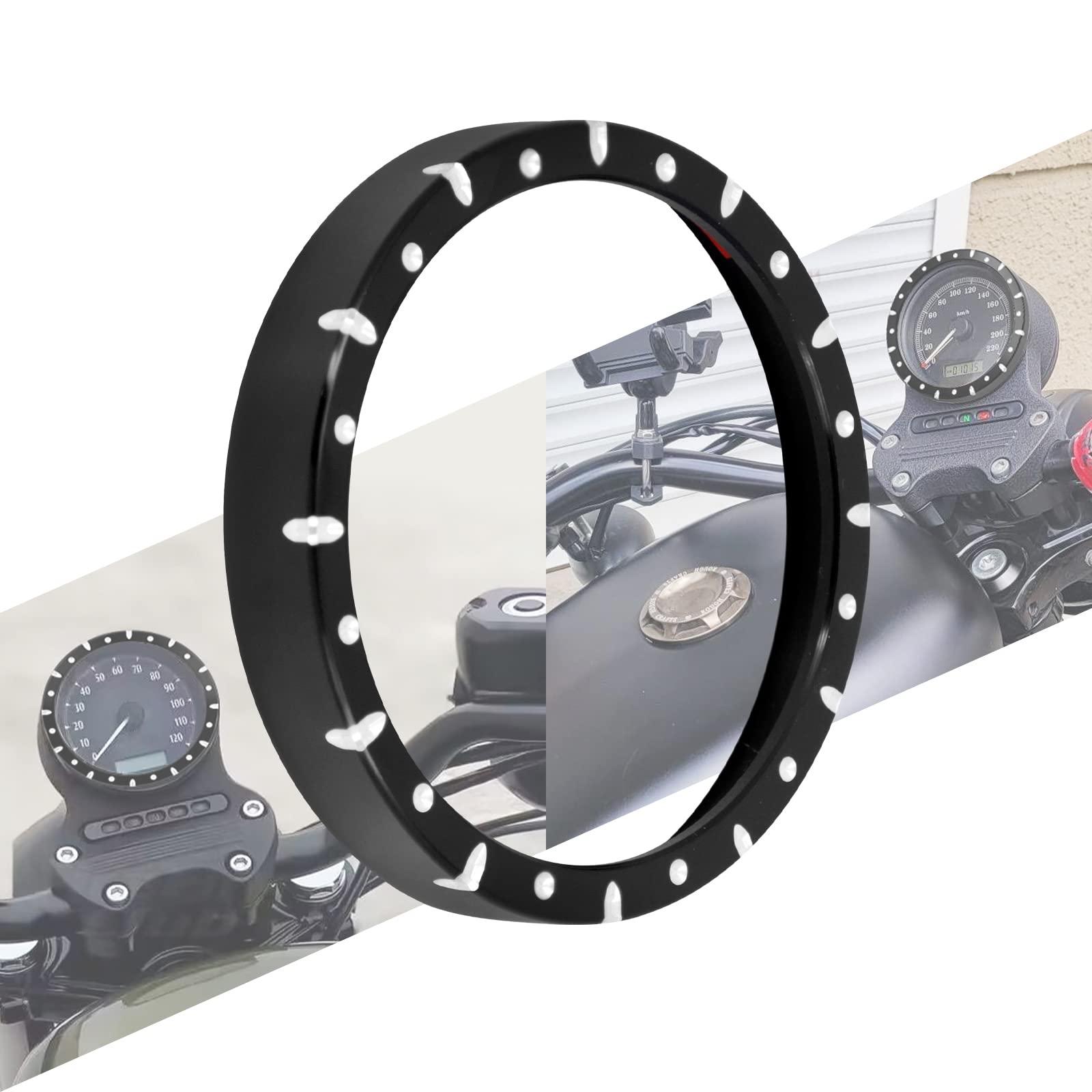 Harley-Davidson Motorcycle Speedometer Bezel Trim Ring Cover - Compatible with Touring, Electra Glide, Street Glide, Road Glide, Sportster XL 883/1200, Softail & Dyna Models - Perfect for Customization & Dashboard Protection