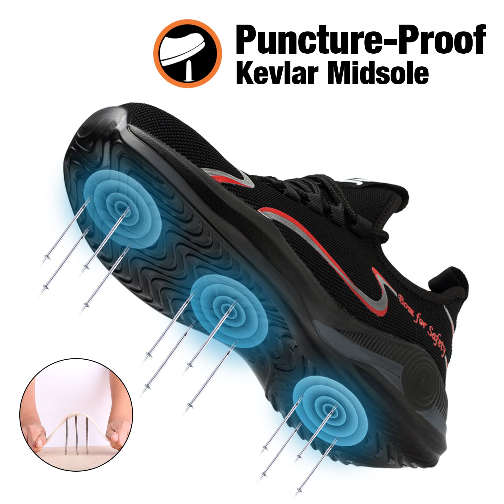 **Kezhiho Men's Steel Toe Work Shoes - Lightweight, Slip-Resistant & Puncture-Proof Safety Sneakers for Construction & Industrial Use | Breathable & Durable for All-Day Comfort**    *(Perfect for Construction Workers, Warehouse Labor, and Heavy-Duty Industrial Jobs)*