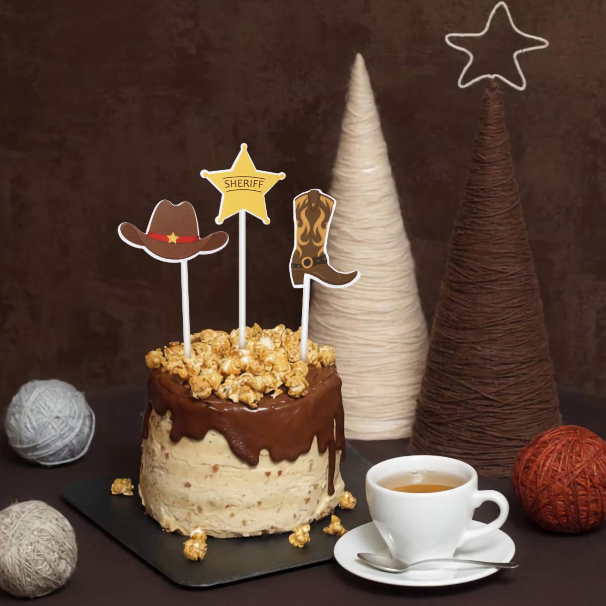 72PCS Western Theme Cupcake Toppers - Cowgirl Party Cake Decorations for Birthday, Baby Shower & Wedding - Reusable Cake Picks for Western Decor, Cowboy Party Supplies