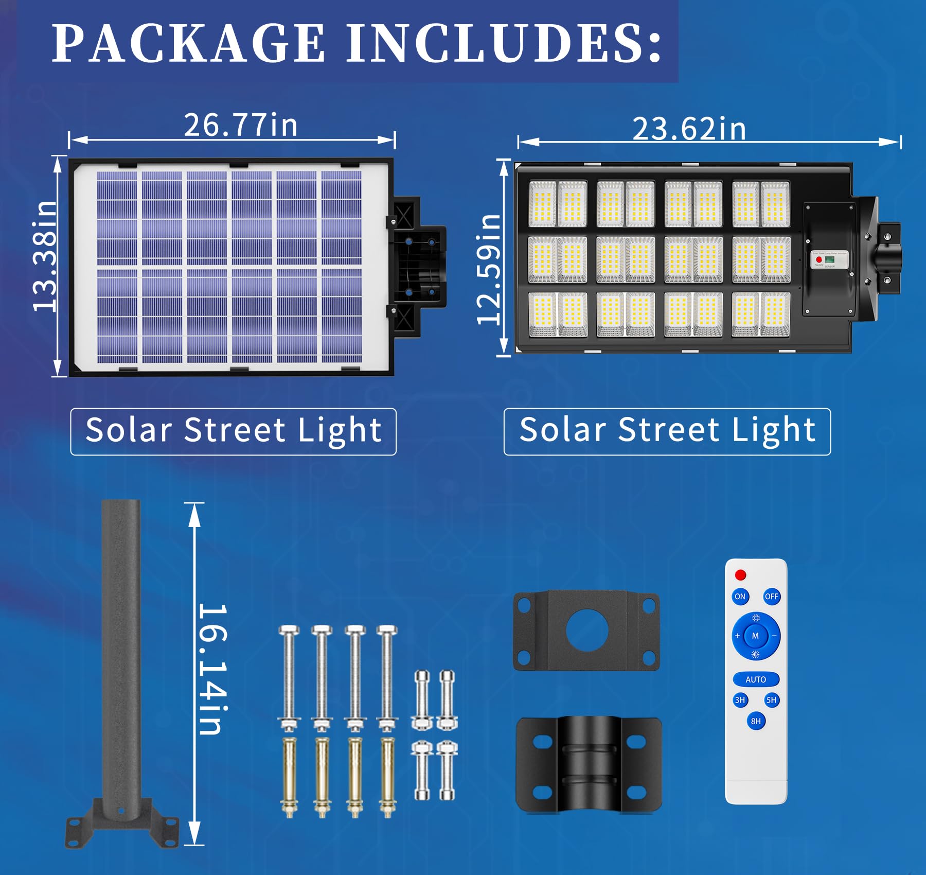 JAYNLT Y-6800W 600000LM Solar Street Lights Outdoor - 6500K Bright Commercial Parking Lot Lights with Motion Sensor & Dusk to Dawn, Waterproof Solar Lamp for Yards, Driveways, Pathways, and Garden Security Lighting