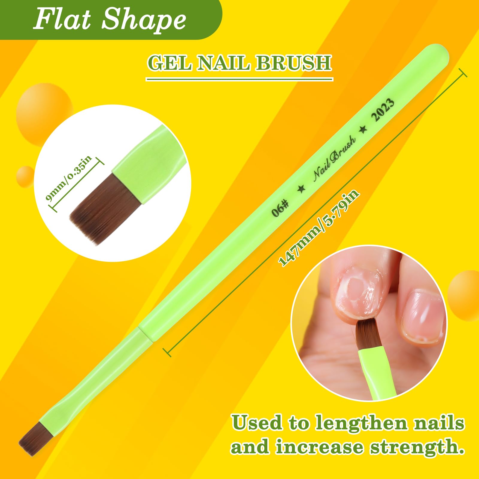 3PCS Nail Clean Up Brushes - Acetone Resistant for Nail Art & Polish Mistakes (Fluorescent Green) - Perfect for Salon & Home Manicures