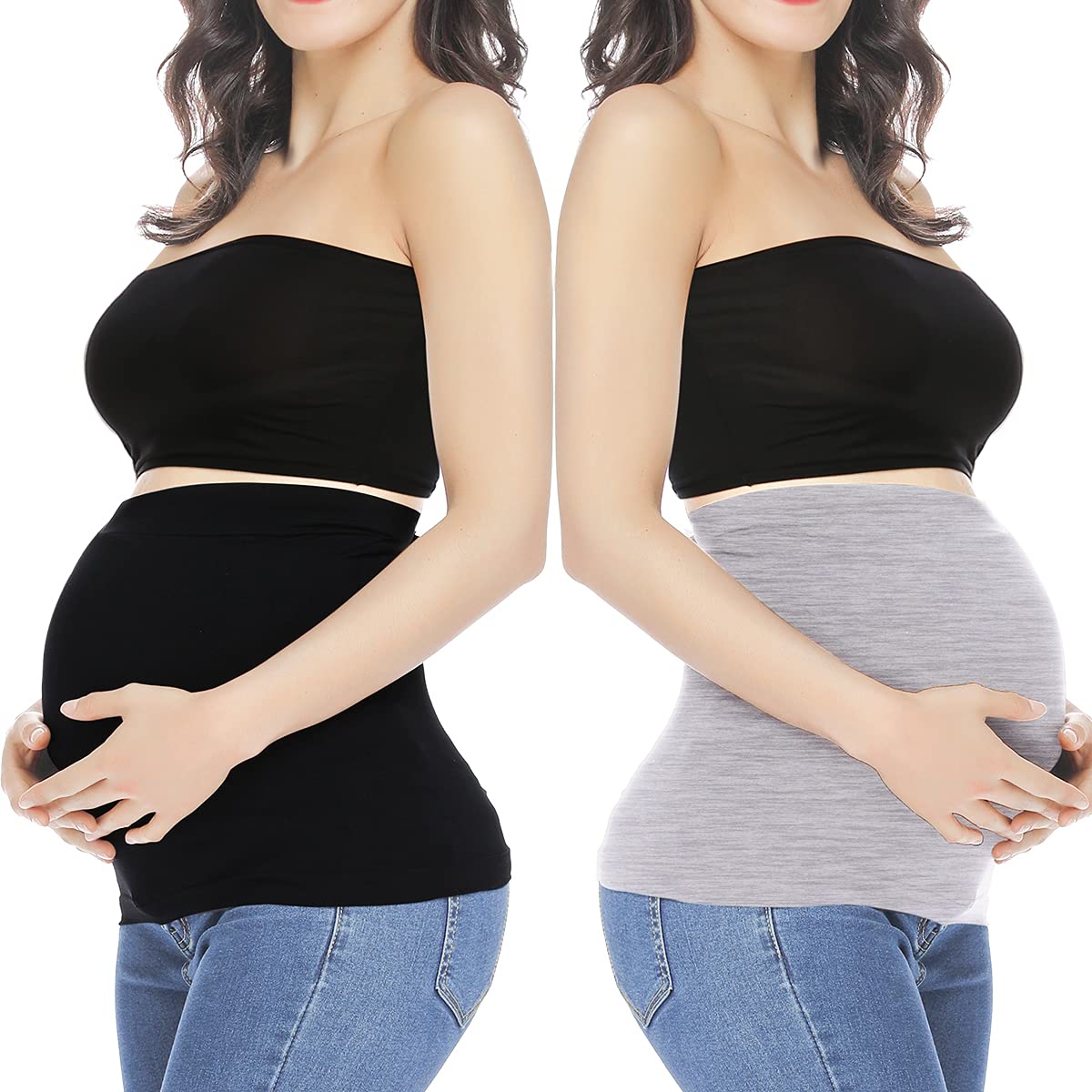 Pregnancy Belly Band for Women - Maternity Support Belt for Pants & Jeans - Postpartum Abdominal Wrap - Comfortable Stretchy Waistband for Expecting Mothers (Ideal for Daily Wear, Work & Exercise)