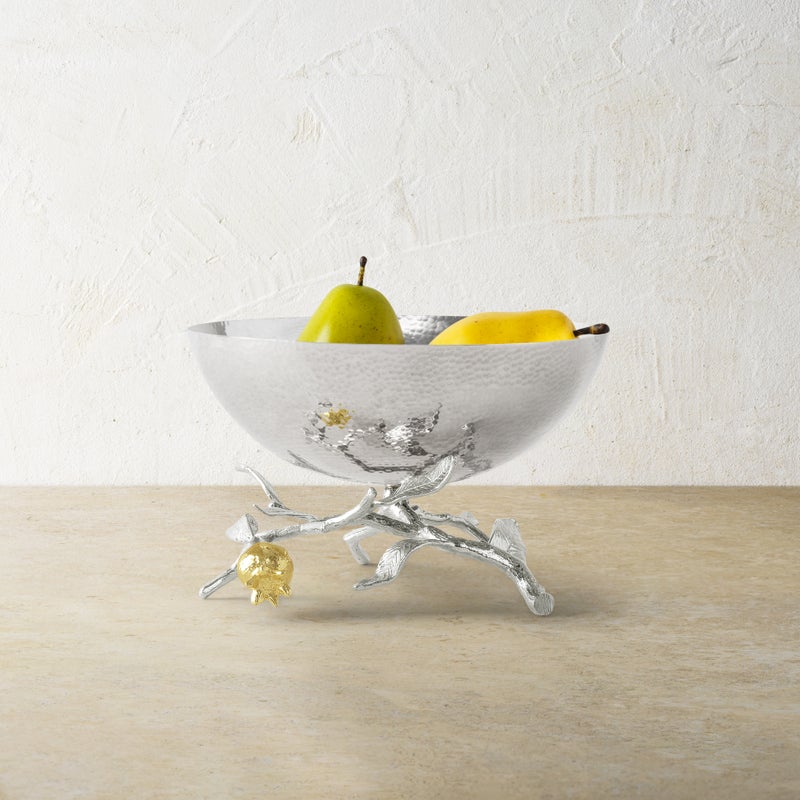 Elegant Pomegranate Silver & Gold Small Bowl - Perfect for Home Decor, Gift Giving & Party Serving | Handcrafted Decorative Bowl for Dining Table, Centerpiece & Display