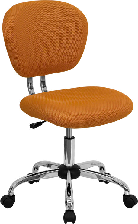 FLASH Beverly Mid Back Black Mesh Office Chair with Padded Seat, Swivel & Adjustable Height, Chrome Base & Arms - Ergonomic Desk Chair for Home & Office Workspace