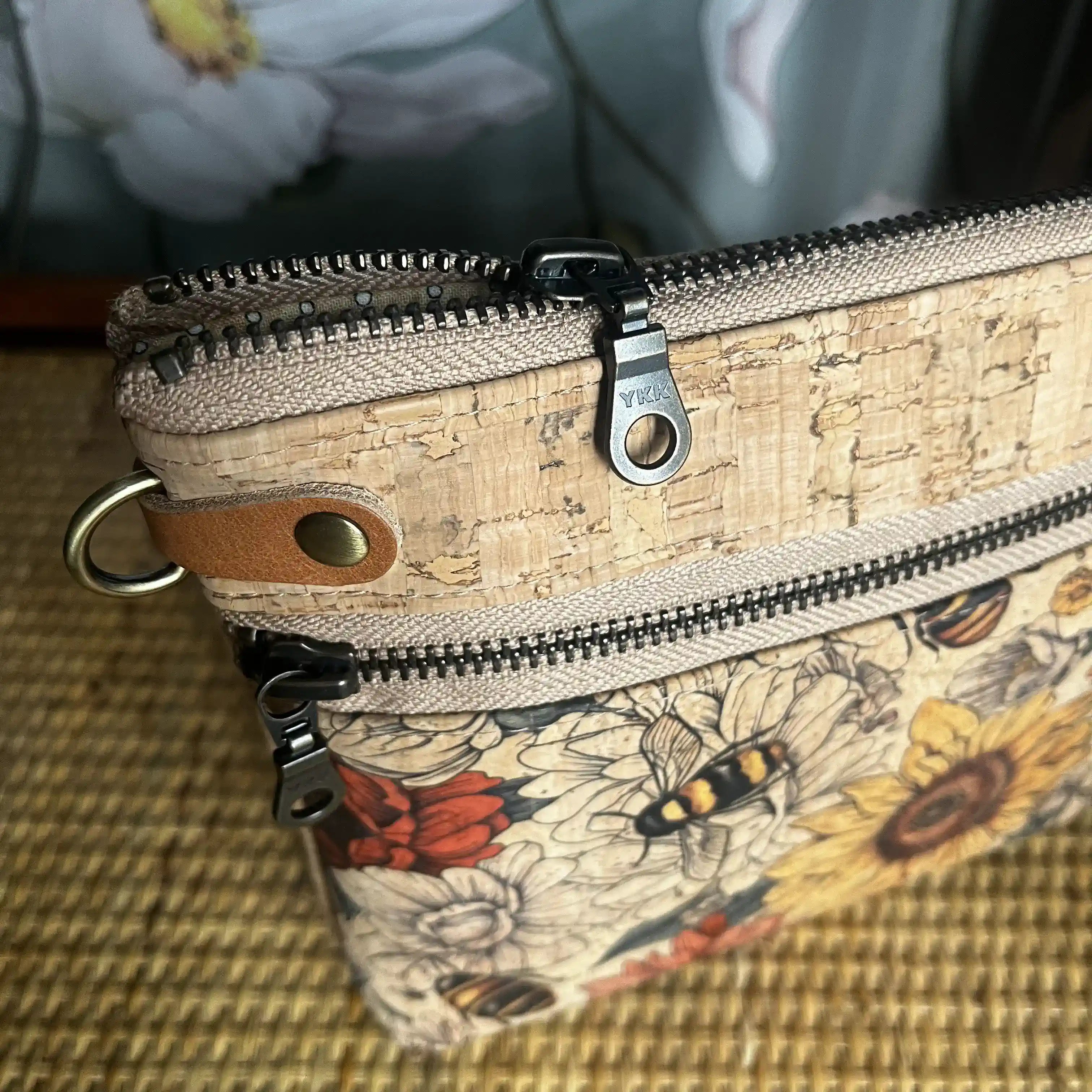 Izzy's Mom Cross Body Bag (Medium) - Buzz Cork & Brushed Antique Leather - Perfect for Everyday Use, Travel, and Shopping