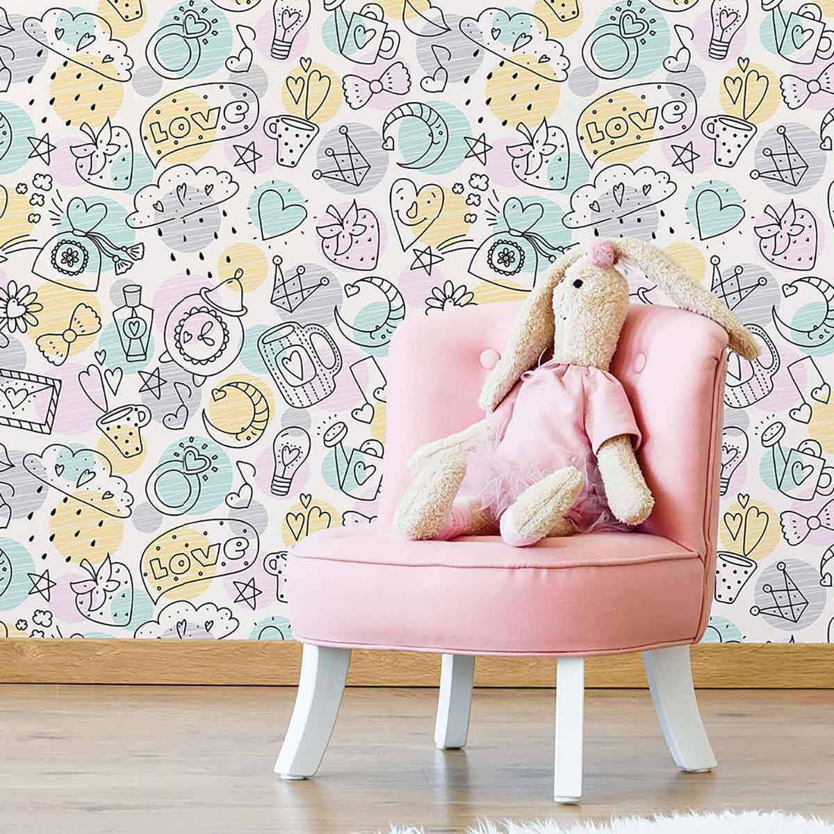 Purple Love Peel and Stick Removable Wallpaper - Self-Adhesive Floral Wall Decor for Bedroom, Living Room & Nursery - Easy DIY Home Renovation
