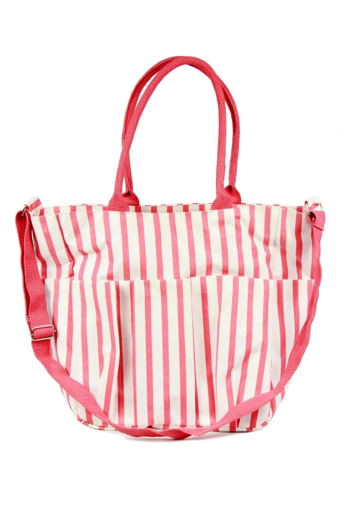 Stylish Pink Striped Weekender Bag - Large Travel Duffel for Women, Perfect for Weekend Getaways, Gym & Overnight Trips