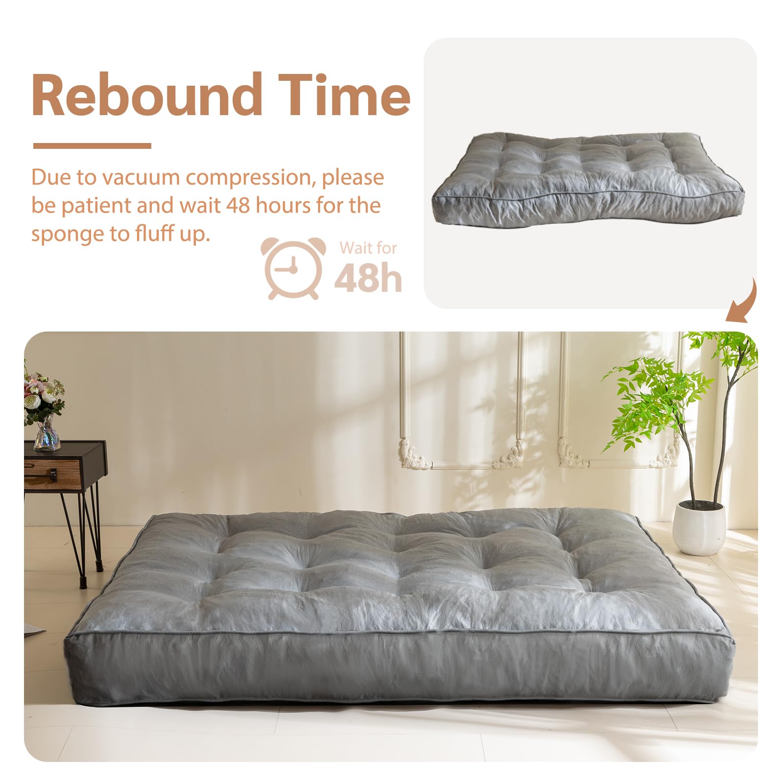 YOSHOOT 8 Inch Full Size Futon Mattress - Thick Sofa Bed & Floor Mattress for Adults with Shredded Foam Filling - Medium Firm Support (54