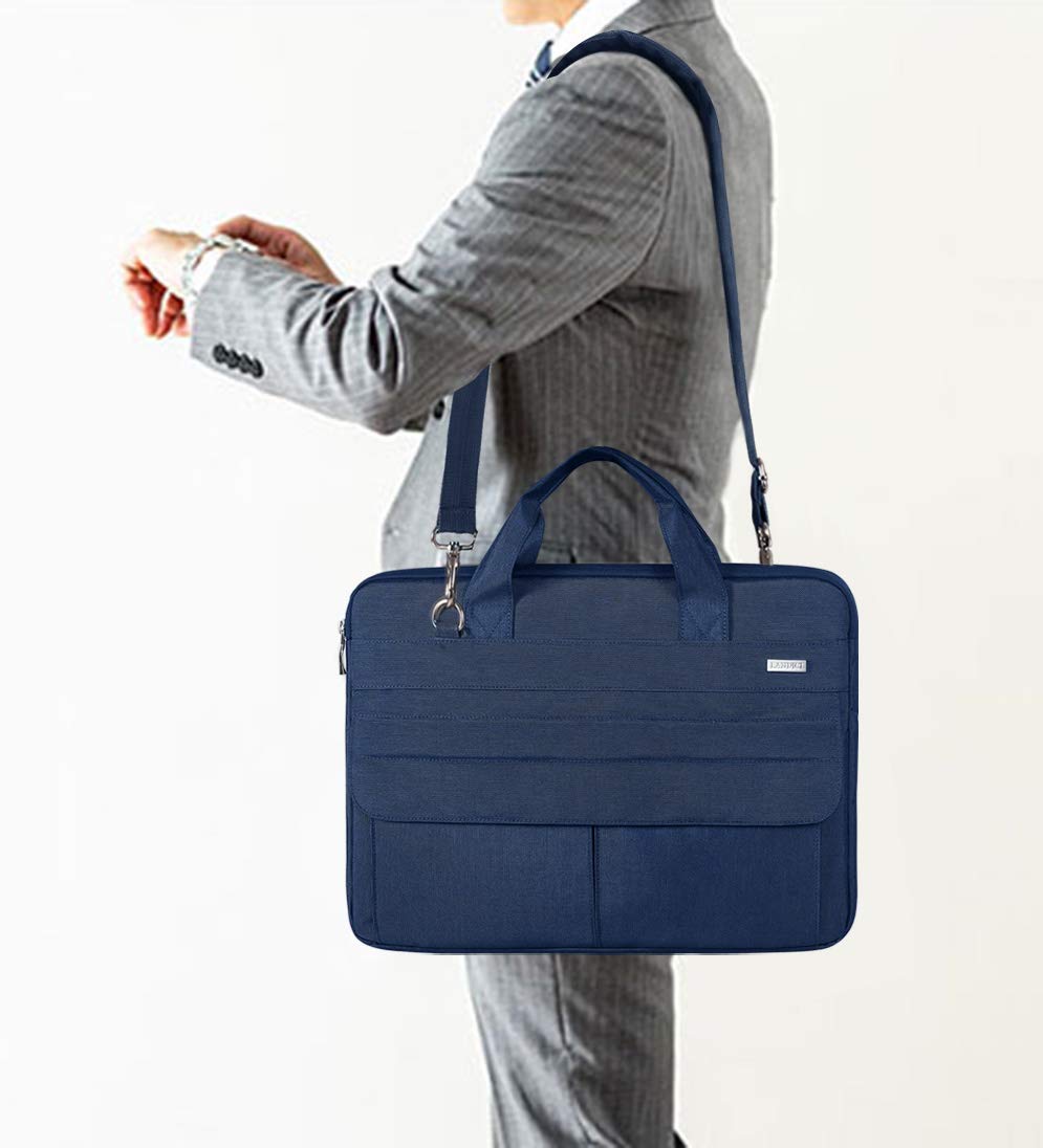 LANDICI Slim Waterproof Laptop Bag for 13-14 Inch MacBook Air/Pro & Chromebook - Lightweight Carrying Case with Shoulder Strap (Blue) - Perfect for Business Travel, Commuting & School Use