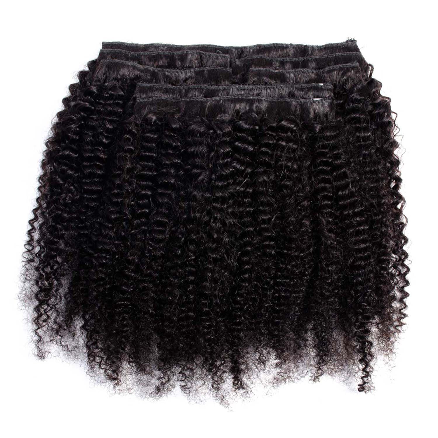 Afro Kinky Curly Clip-in Hair Extensions 10 Inch - 7Pcs Real Human Hair with 18 Clips (120g/set) for Black Women | Brazilian Virgin Hair | Natural Black Color | Perfect for Daily Wear, Parties & Special Occasions