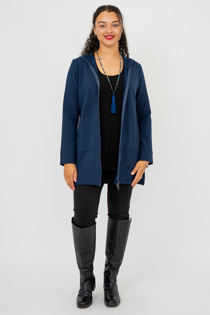 Cortes Jacket - Indigo Blue Bamboo Fleece Jacket for Men & Women | Eco-Friendly Outdoor Wear for Hiking, Camping & Casual Style