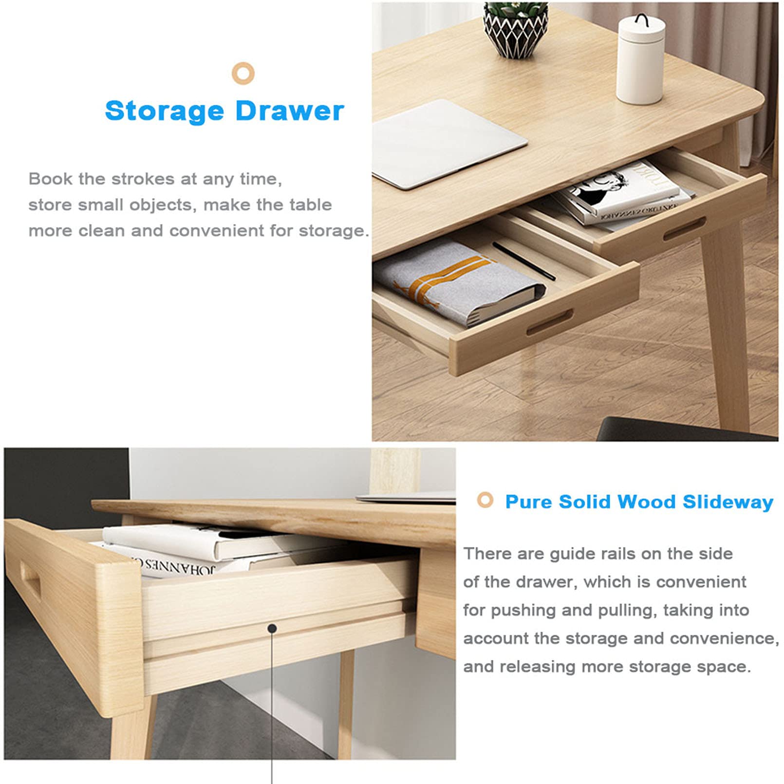 Home Office Computer Desk with Hutch & Drawers, Wooden PC Laptop Workstation for Students, Study & Writing, Perfect for Small Spaces & Bedrooms
