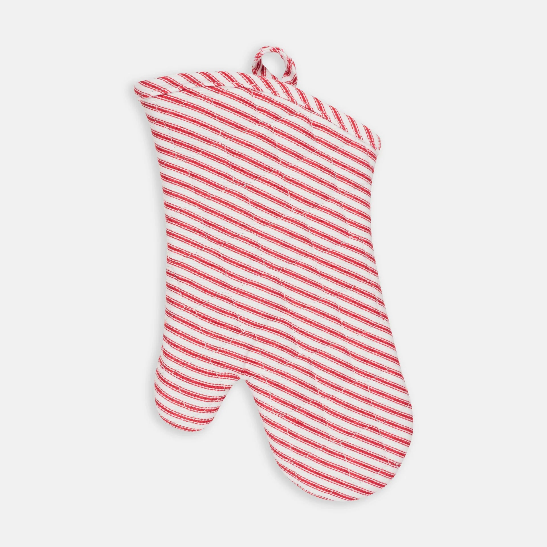Metro Stripe Oven Mitt - Heat Resistant Cherry Red Kitchen Glove for Baking, Cooking & Grilling - Perfect for Holiday Baking & BBQ Parties