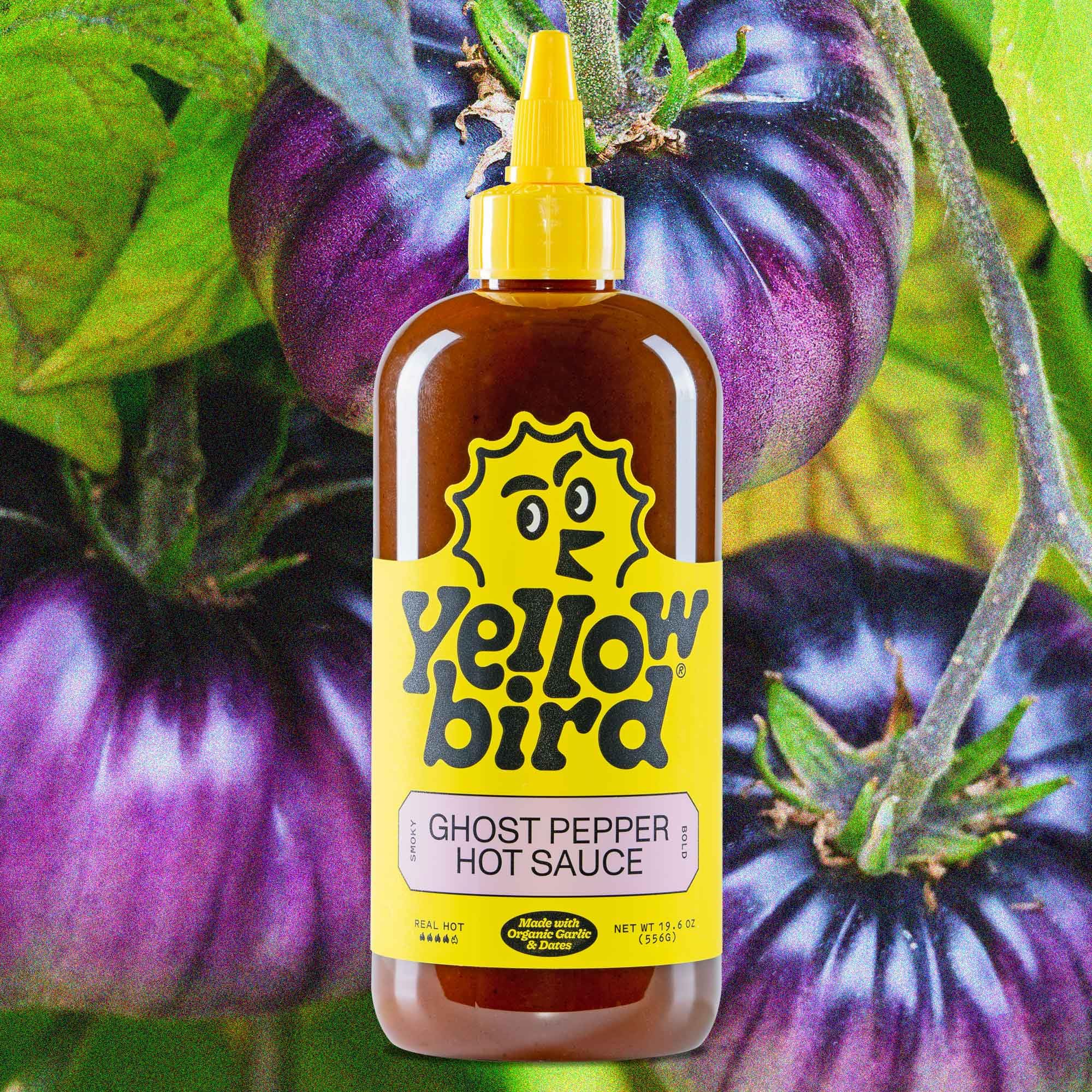 Yellowbird Organic Ghost Pepper Hot Sauce - Vegan, Gluten-Free, Non-GMO Spicy Sauce with Smoked Ghost Peppers, Tomatoes & Onions - 19.6 oz (2 Pack) - Perfect for Tacos, Wings, Burgers & Cooking