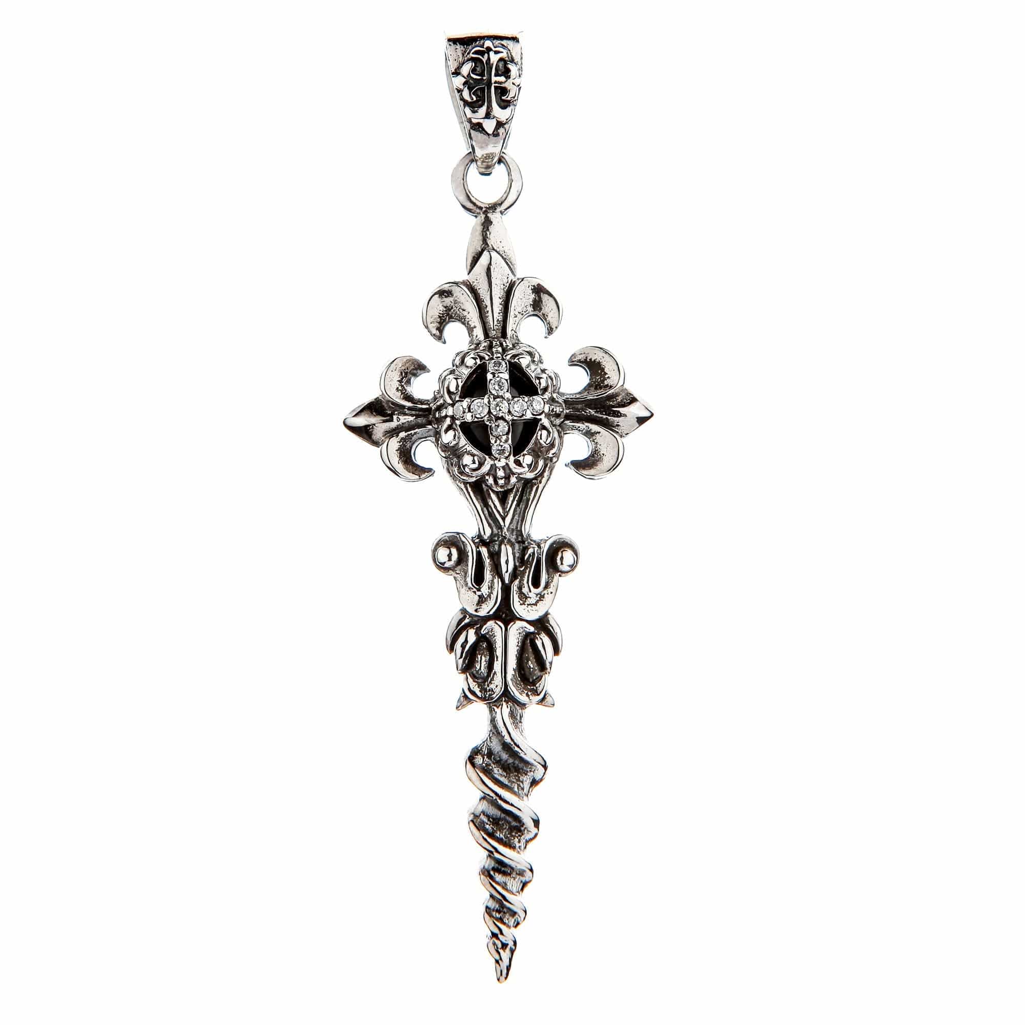 Authentic Medieval Knight Dagger Sterling Silver Gothic Cross Pendant Necklace for Men - Perfect for Renaissance Fairs, LARP Costumes & Gothic Fashion