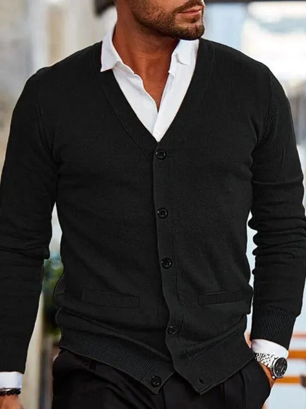 Men's Slim Fit V-Neck Cardigan Sweater - Lightweight Knit Pullover for Casual Wear, Office & Layering