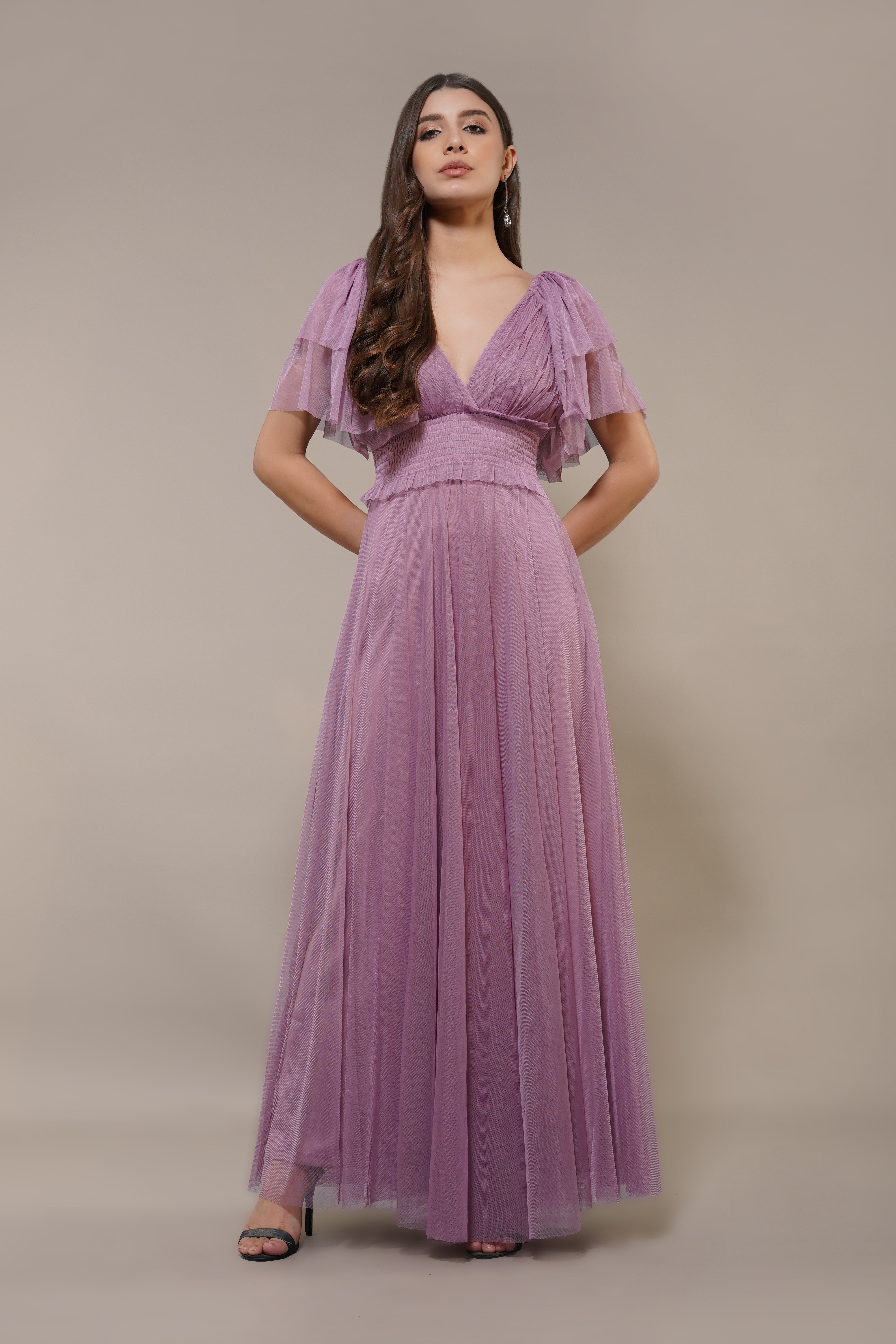 Shelby Maxi Dress for Women - Elegant Dusty Lilac Flowy Long Dress for Summer, Beach, and Special Occasions