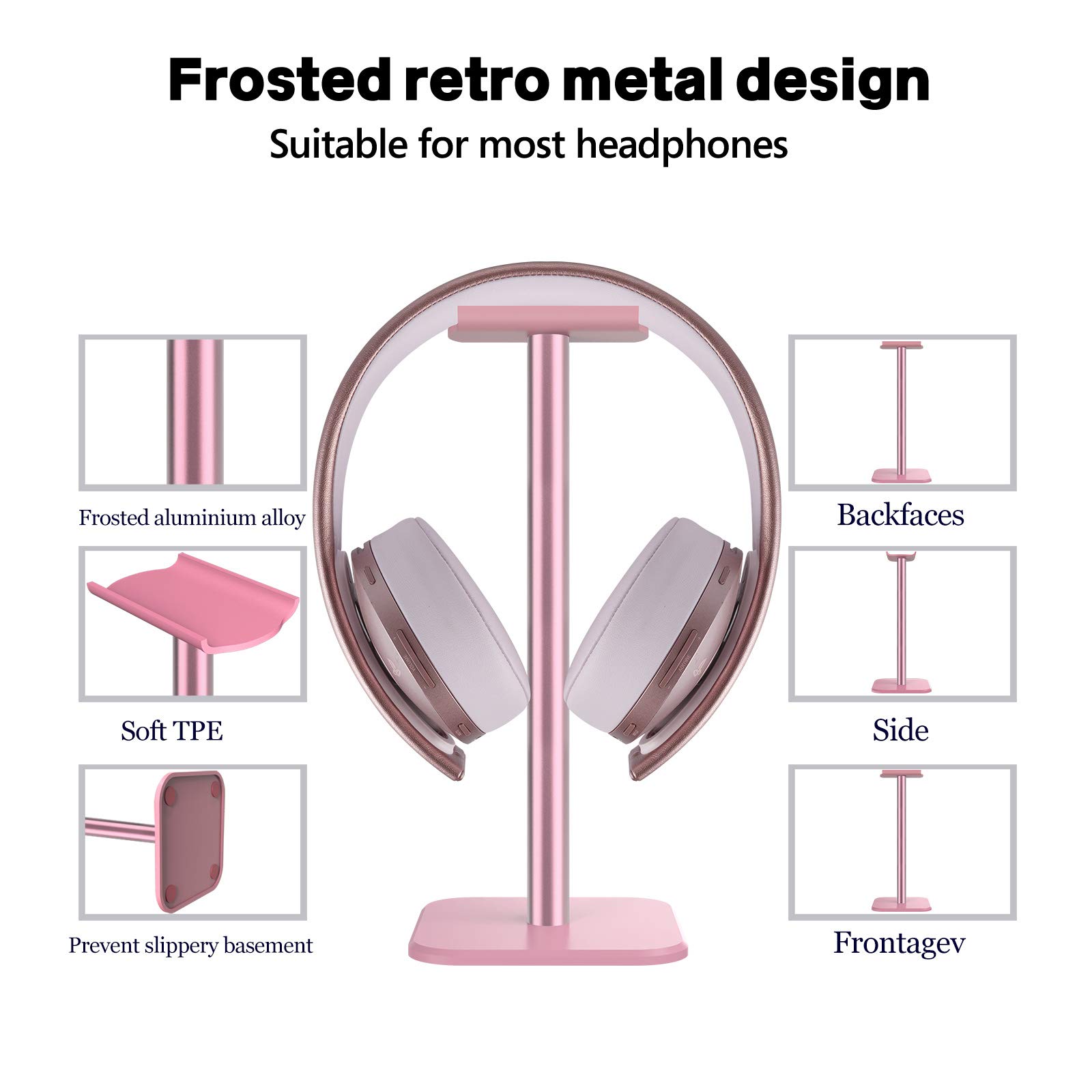 Geekria Premium Aluminum Alloy Headphone Stand - Heavy Base Gaming Headset Holder for Beats SoloPro, Bose QC35 - Pink | Perfect for Desk Display & Organized Headphone Storage in Home Office, Gaming Setup & Studio