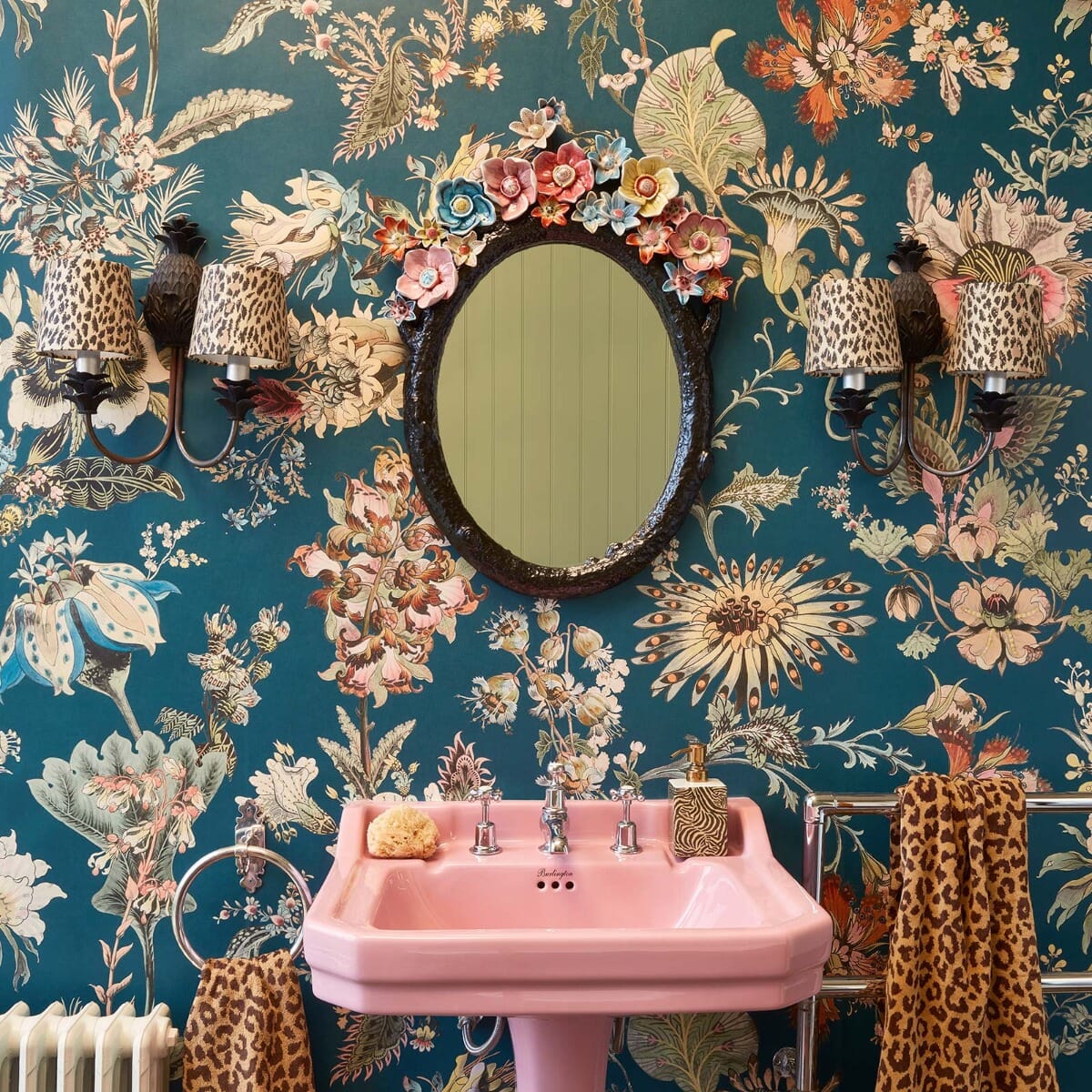 FLORA FANTASIA Wallpaper - Cerulean Blue Botanical Peel and Stick Wallpaper for Bedroom, Living Room & Nursery Decor