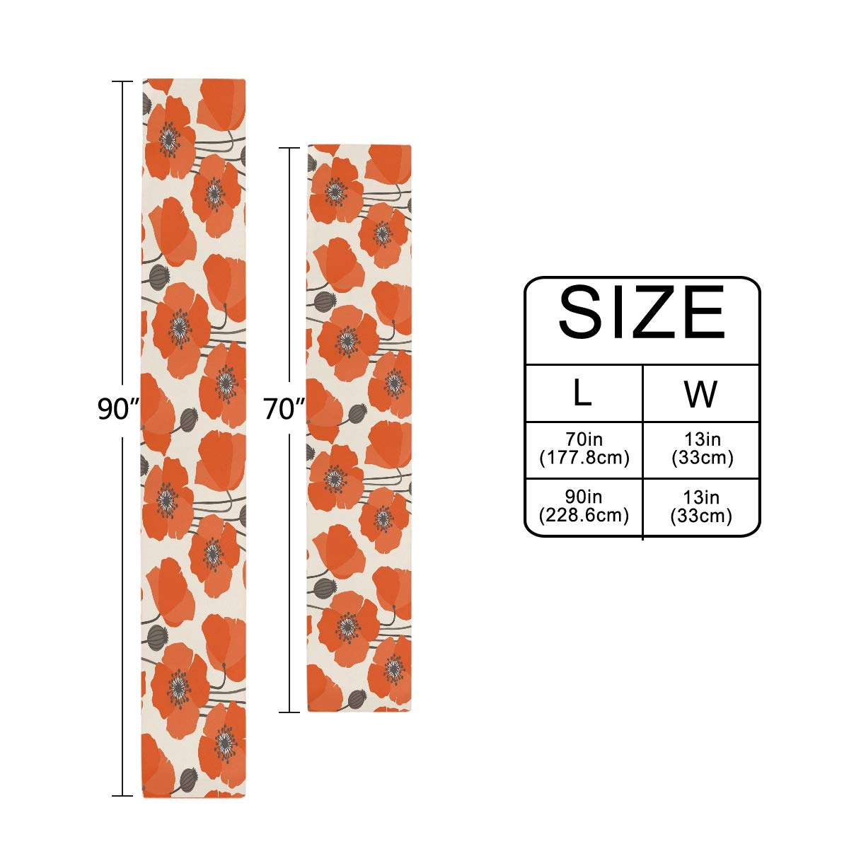 MOYYO 13x70 Inch Red Poppy Flowers Table Runner - Polyester Dining Table Cloth for Wedding, Birthday, Engagement Party Decor - Perfect for Coffee Tables, Banquets & Home Decoration