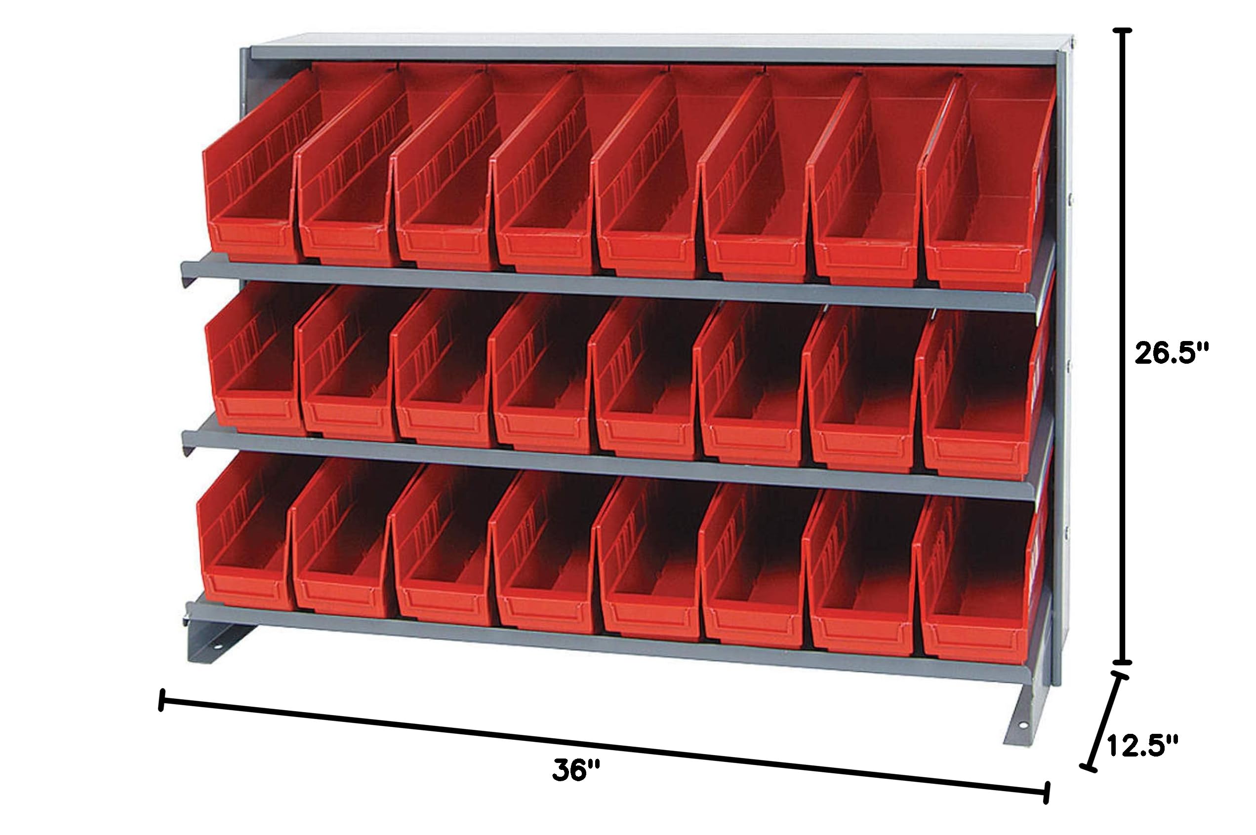 Quantum Storage Systems QPRHA-201RD 3-Tier Shelf Organizer with 24 Red Bins | 27