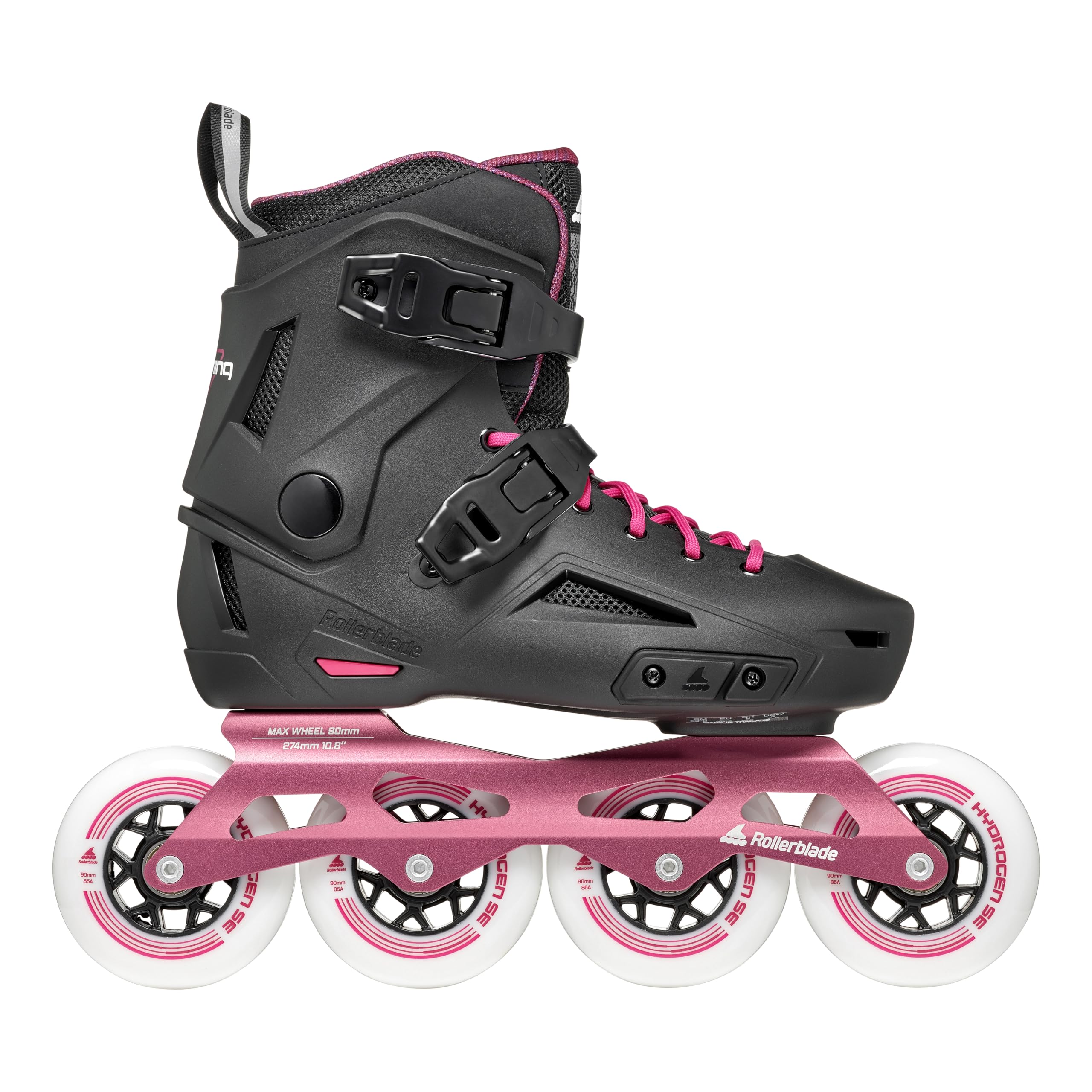 Rollerblade Lightning 90 Women's Urban Inline Skates - Black & Sangria | Comfortable Fitness & Commuting Skates for Women | Perfect for Outdoor Exercise, City Travel & Casual Skating