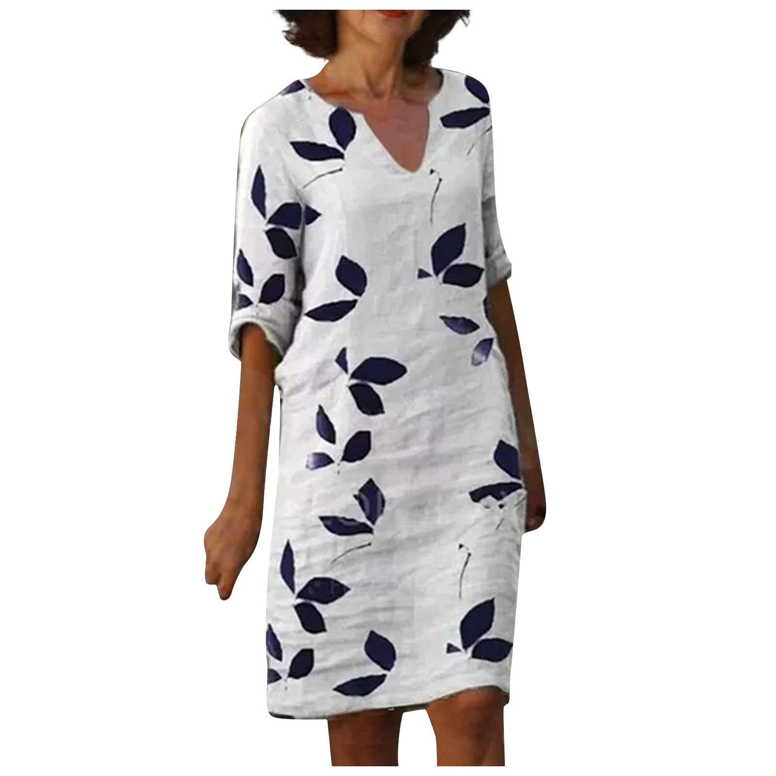 Women's Floral Print Summer Dress 2022 - Loose Fit Short Sleeve Round Neck Mini Casual Sundress | Perfect for Beach Vacation, Outdoor Picnic & Summer Parties