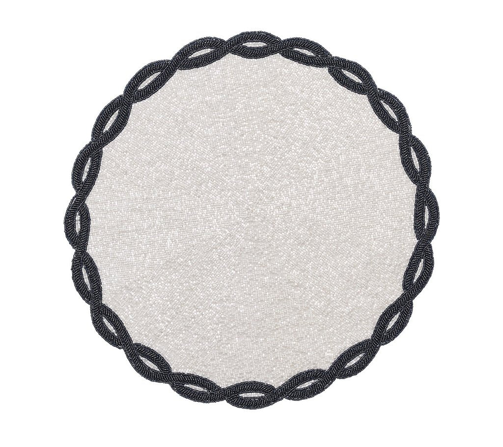 Premium White & Navy Infinity Placemats Set of 4 - Non-Slip Dining Table Mats for Everyday Use & Dinner Parties