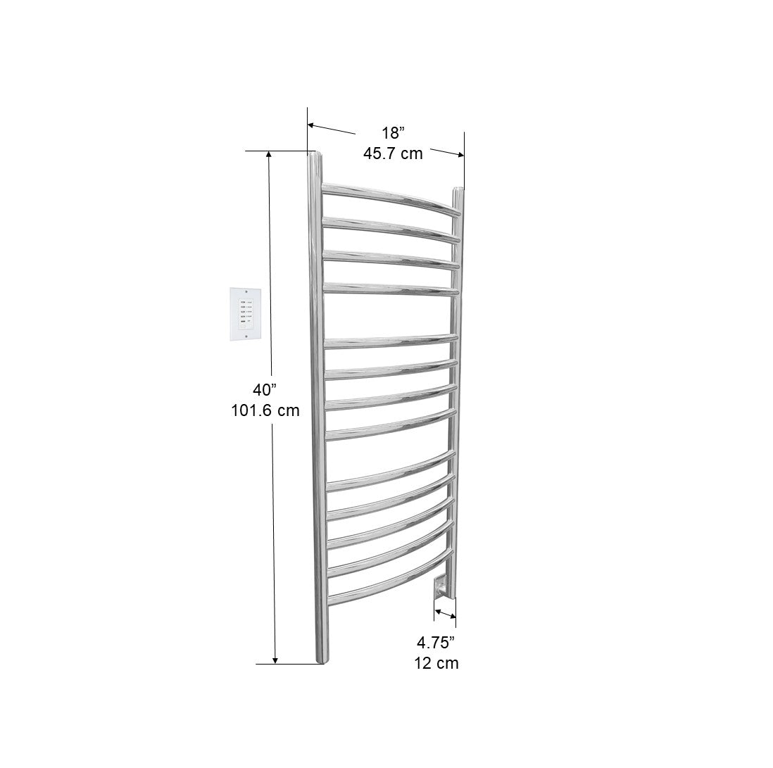 Polished Stainless Steel 13-Bar Hardwired Towel Warmer with Wall Timer - Bathroom Luxury for Spa, Hotel & Home Use