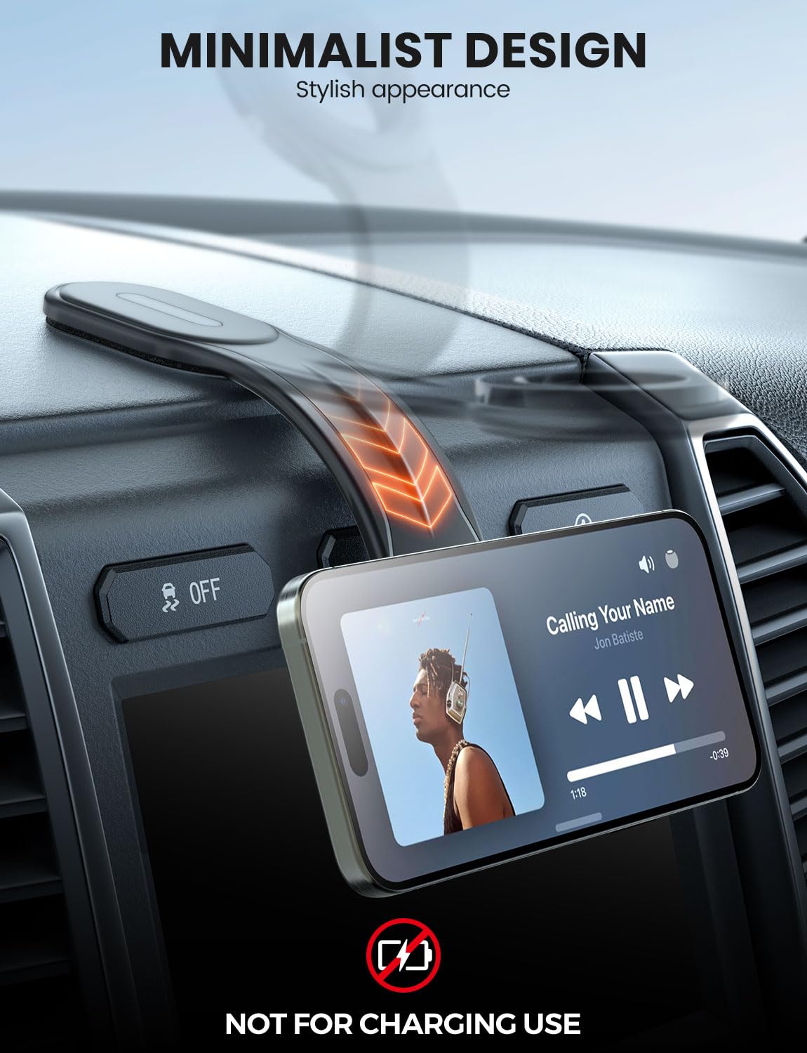 eSamcore MagSafe Car Mount - 20 Magnets, Bendable Aluminum Arm for iPhone 16/15/14/13 | Secure Dash Phone Holder for Driving