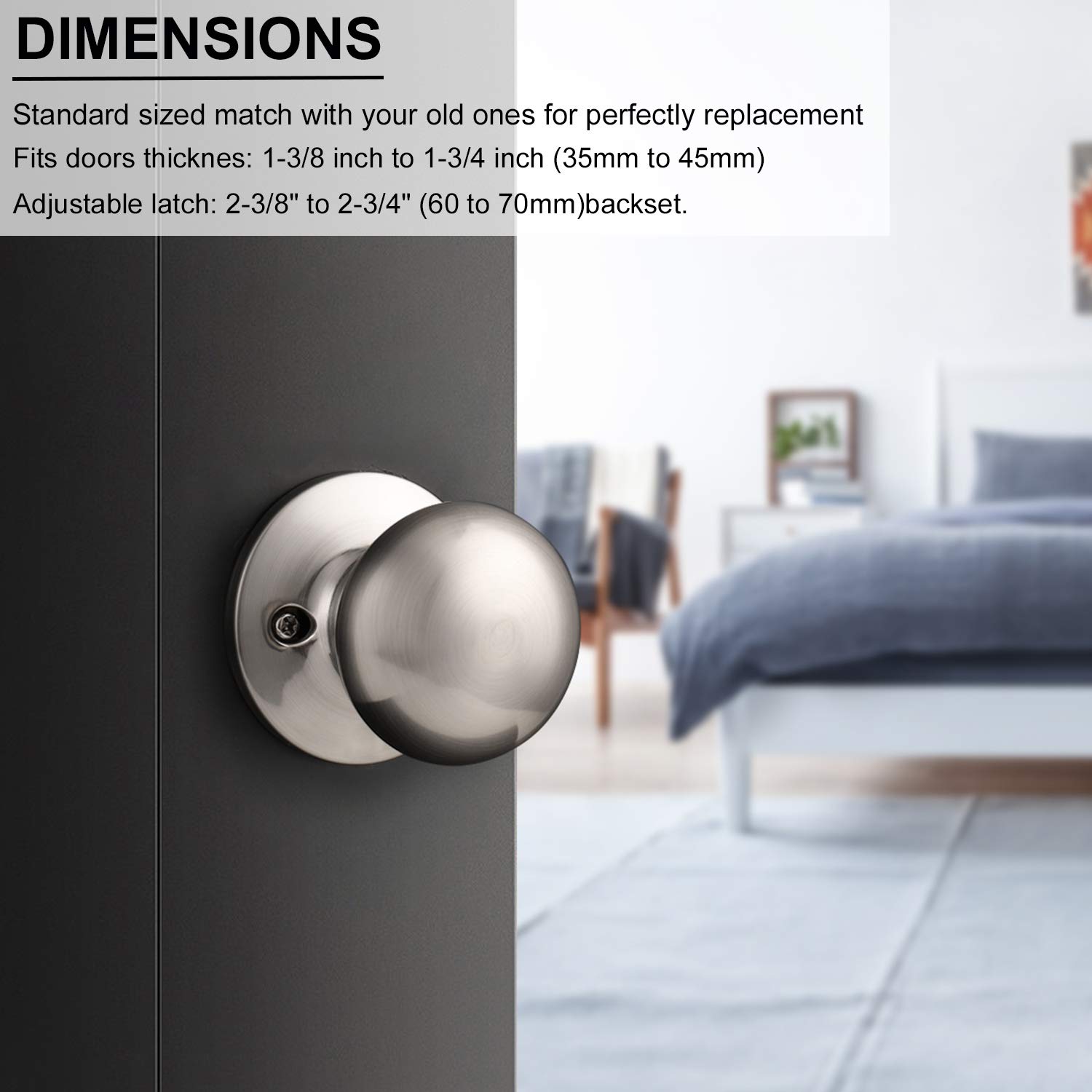 6 Pack Passage Door Knob Sets - Round Interior Door Handles Without Keys - Perfect for Hallways, Closets & Bedrooms - Smooth Operation & Easy Installation