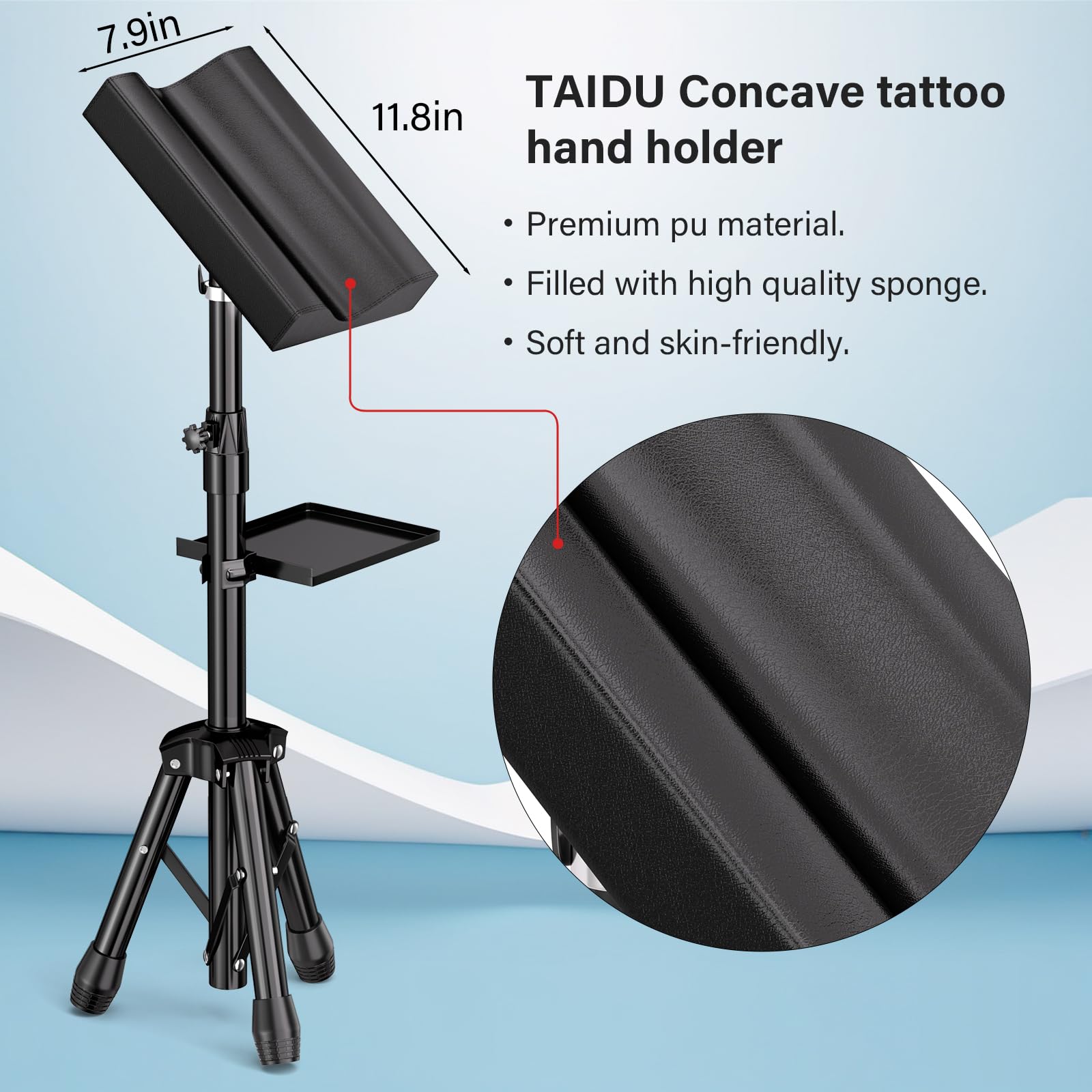 Adjustable Armrest Stand with Tray - 180° Rotating Tripod Leg Rest for Tattoo Chairs | Perfect for Tattoo Studios, Massage Parlors & Home Office Comfort