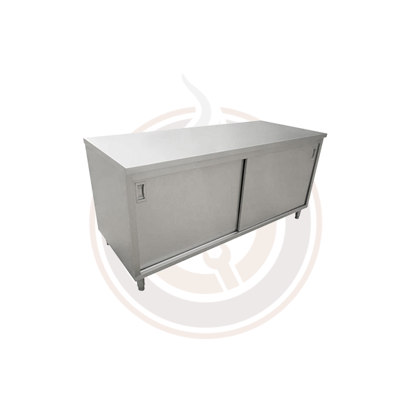 Omcan 30 x 72 Stainless Steel Worktable with Cabinets & Sliding Doors - Commercial Kitchen Prep Table, Restaurant Workstation, Food Service Counter - Model 44194