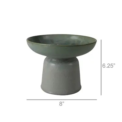 Sage Ceramic Pedestal Bowl - Elegant Decorative Serving Bowl for Fruits, Nuts & Home Decor | Perfect for Dining Table Centerpiece, Kitchen Countertop & Gift Giving