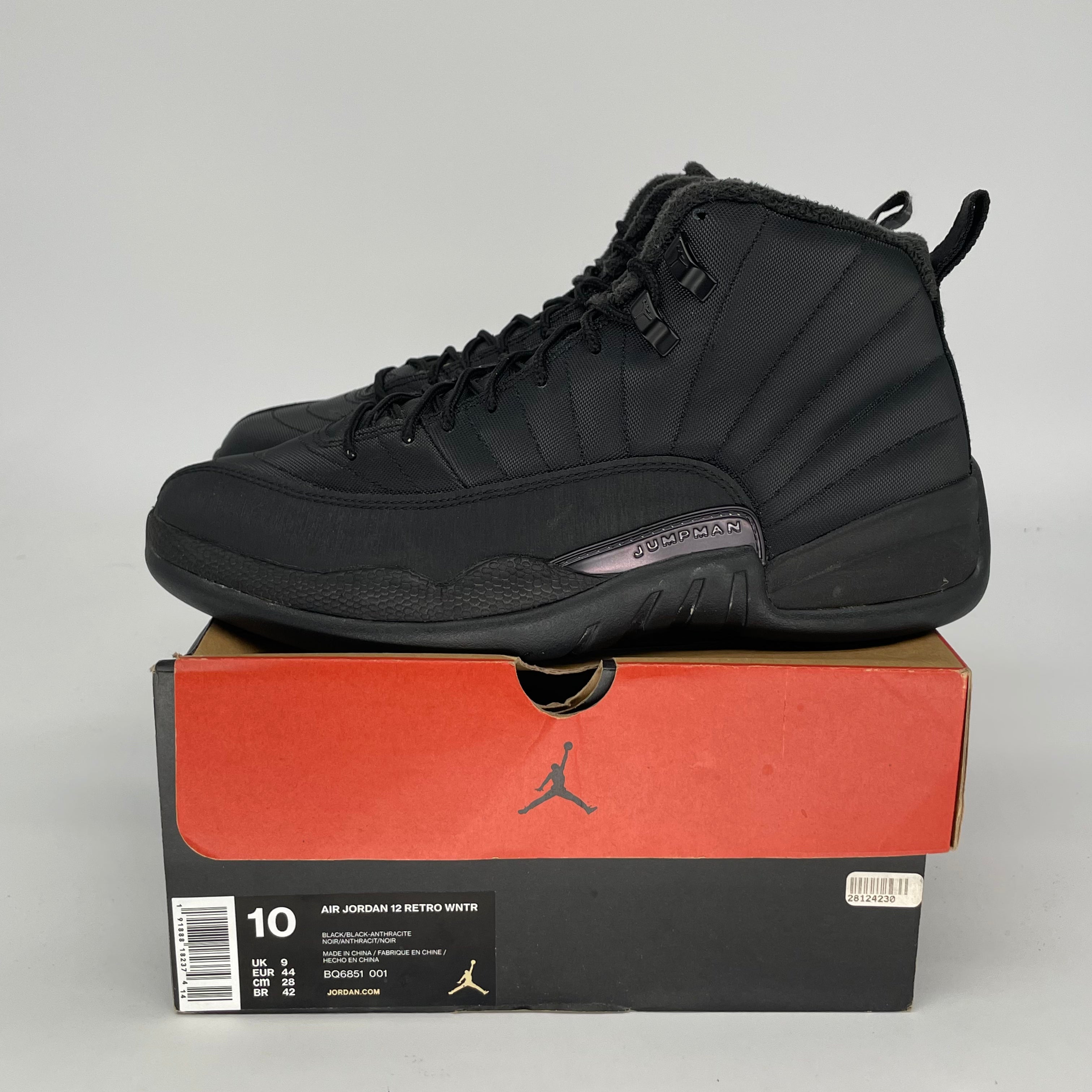**AIR JORDAN 12 Winter Black Men's Basketball Shoes - Size 10 & 11.5W (BQ6851-001) - Perfect for Streetwear & Casual Outfits**