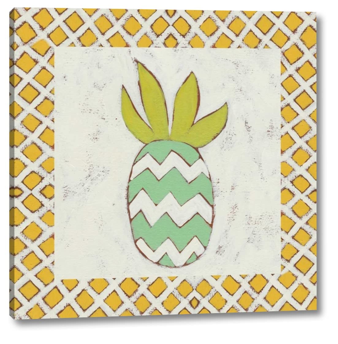 Pineapple Vacation III by Chariklia Zarris - 24x24 Inch Tropical Canvas Wall Art Print - Ready to Hang Gallery Wrapped - Perfect for Beach House Decor, Living Room & Bedroom Wall Decor