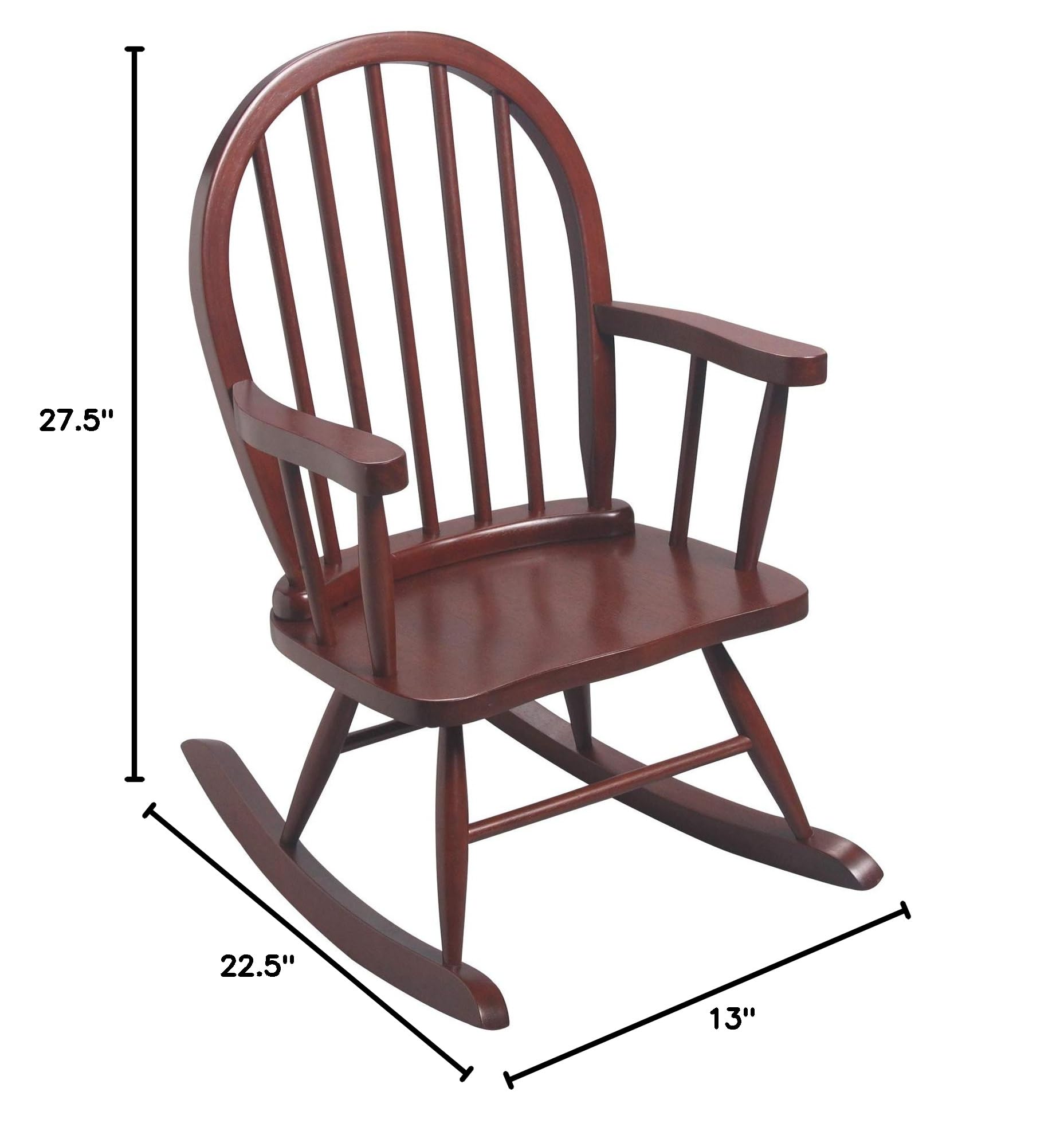 Handmade Windsor Rocking Chair for Kids - Classic Wooden Rocker for Boys & Girls - Durable Children's Furniture - Perfect for Nursery, Bedroom or Playroom (Brown)