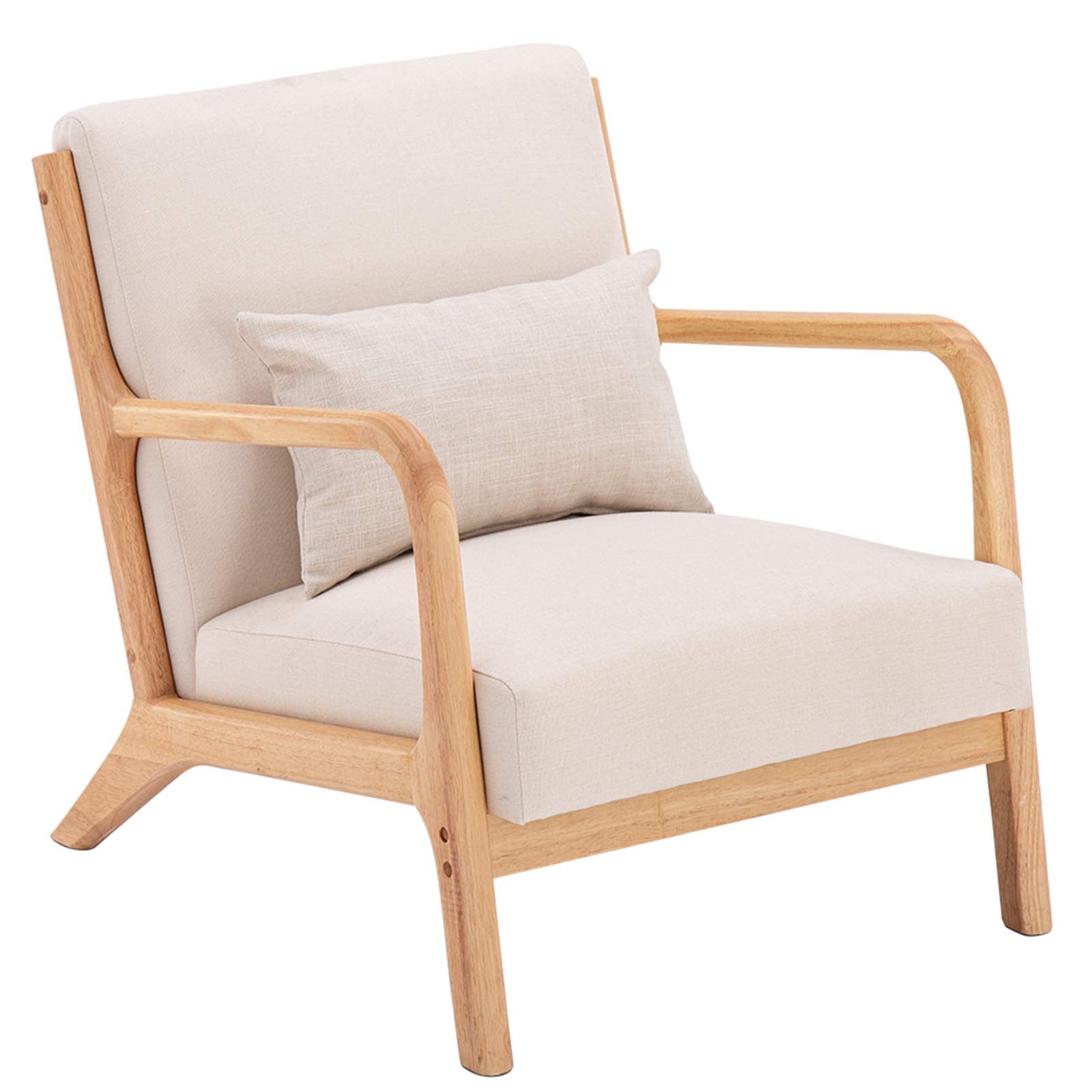 Luxury Fabric Oak Sofa in Beige - Modern Comfort for Living Room, Bedroom & Office - Perfect for Relaxing, Entertaining & Home Decor