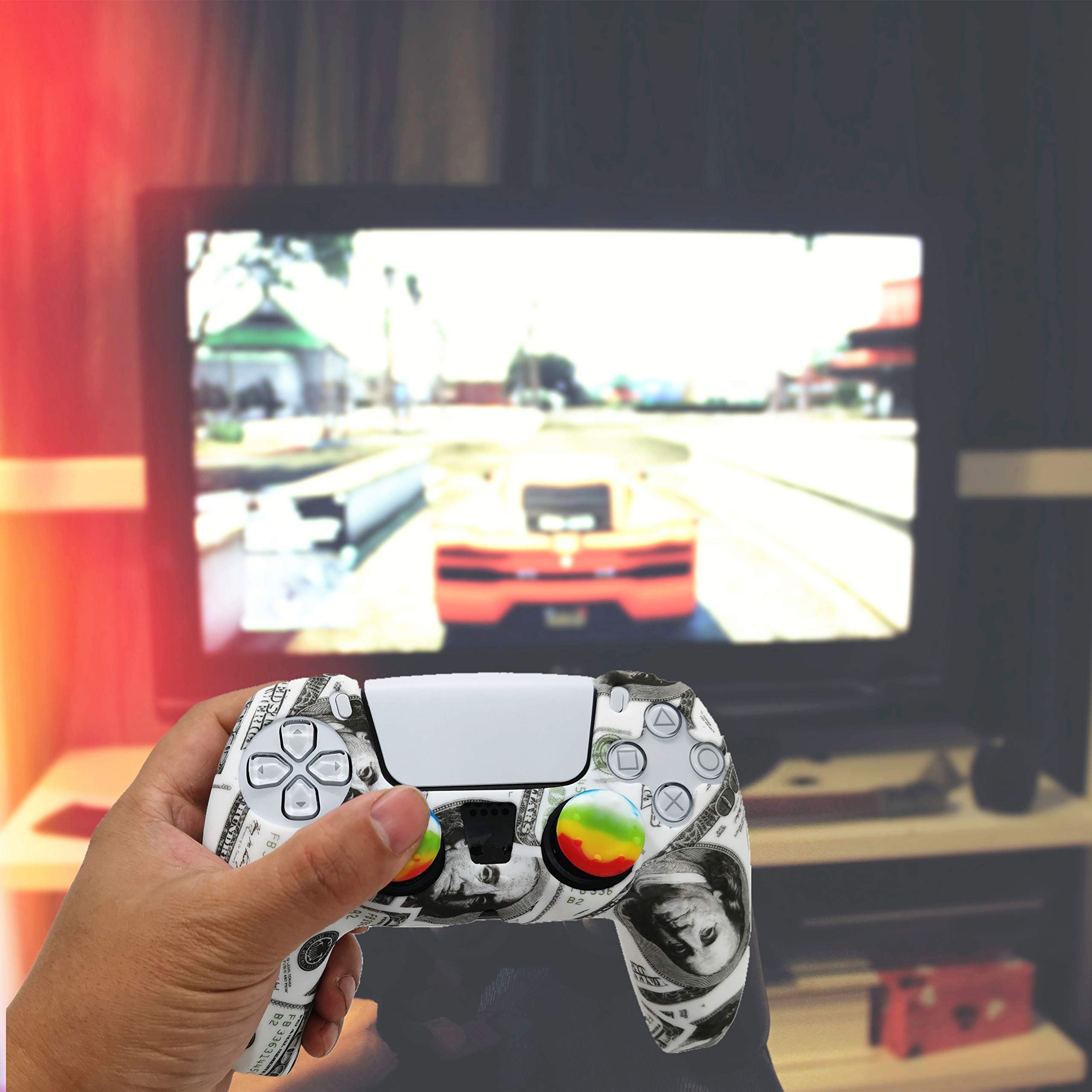 Premium Anti-Slip Silicone Skin Case Cover for PS5 Controller - Includes 4 Thumb Grip Caps | Enhanced Grip & Protection for PlayStation 5 Gaming | Perfect for Competitive Gaming & Long Play Sessions