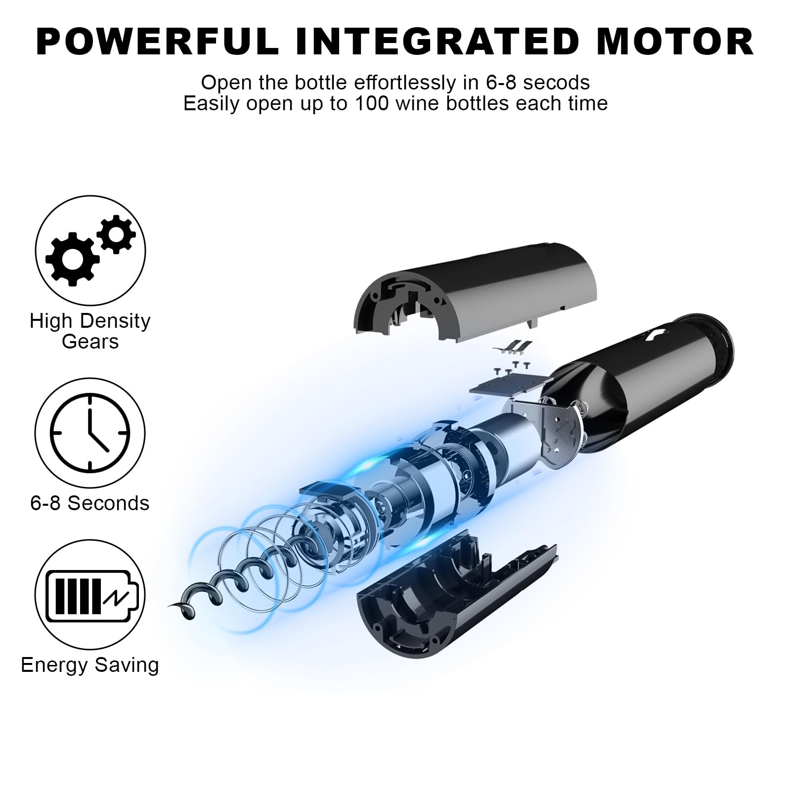 Electric Wine Opener with Foil Cutter - Automatic Corkscrew Wine Bottle Opener, Battery Powered Rechargeable Wine Remover - Perfect Gift for Wine Lovers, Home Kitchen & Party Accessories (Great for Weddings, Dinner Parties & Wine Tasting Events)