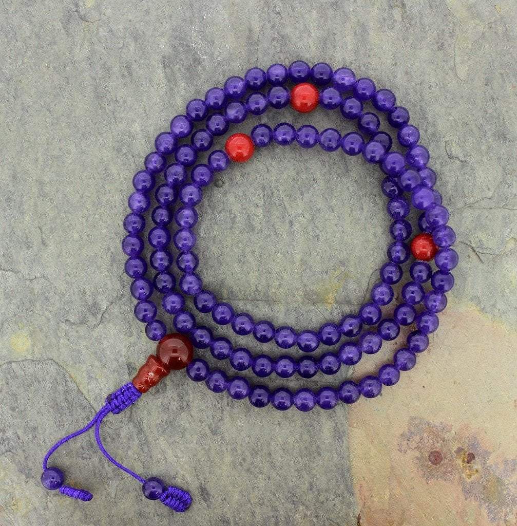 Premium 108 Bead Amethyst & Jasper Mala Prayer Necklace - Meditation, Yoga & Spiritual Healing Accessory