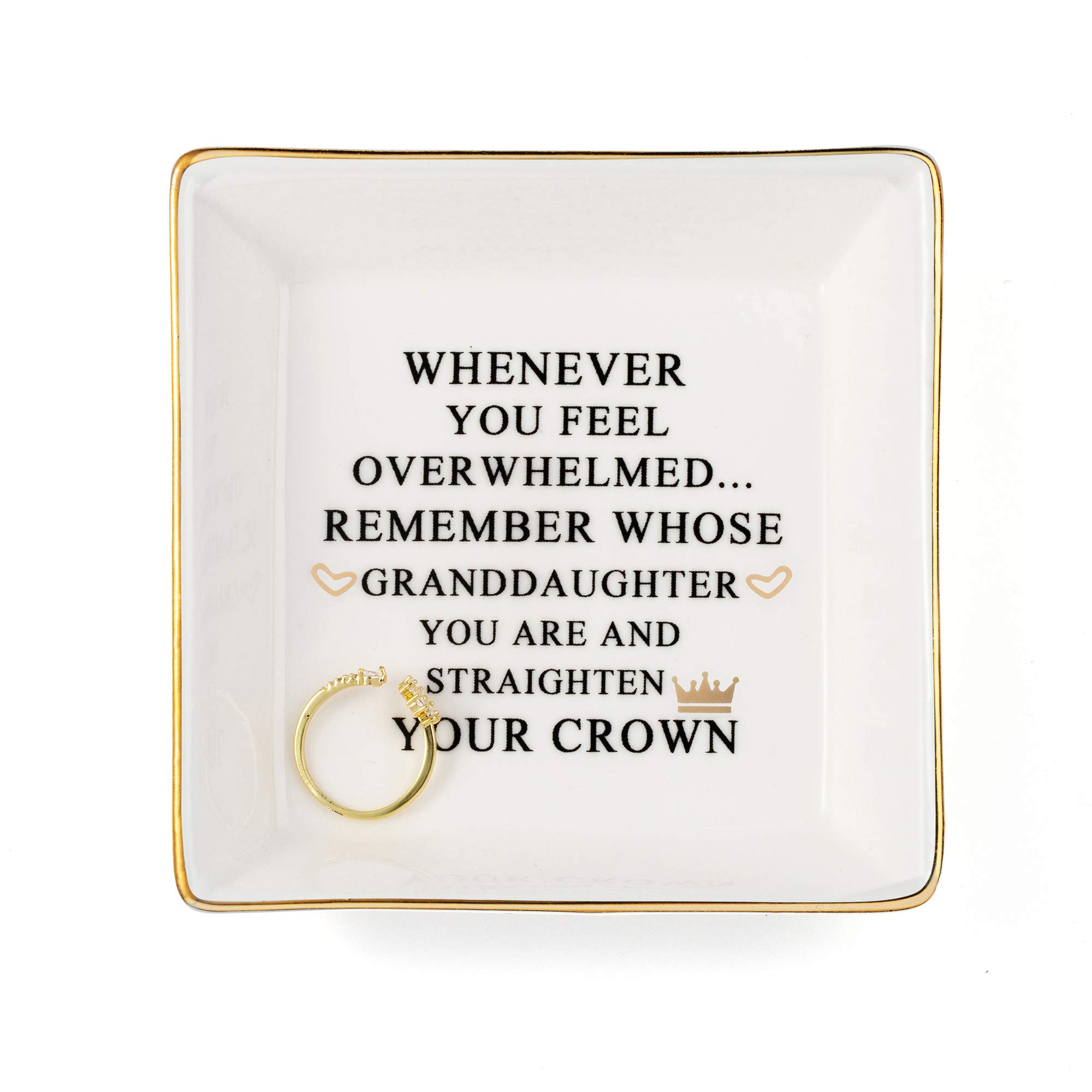 JoycuFF Inspirational Marble Ceramic Jewelry Dish - Elegant Ring & Earring Tray for Women | Perfect Granddaughter Gift for Christmas, Birthday & Special Occasions | Stylish Home Decor & Vanity Organizer